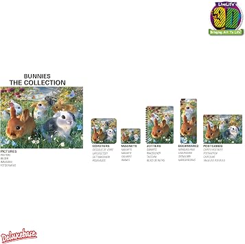3D LiveLife Lenticular Pictures - Bunnies from Deluxebase. A3 Unframed Deep 3D Effect Animal Wall Art for Living Room, Bedroom or Kitchen. Unique Rabbit Print Poster for Home Decor.