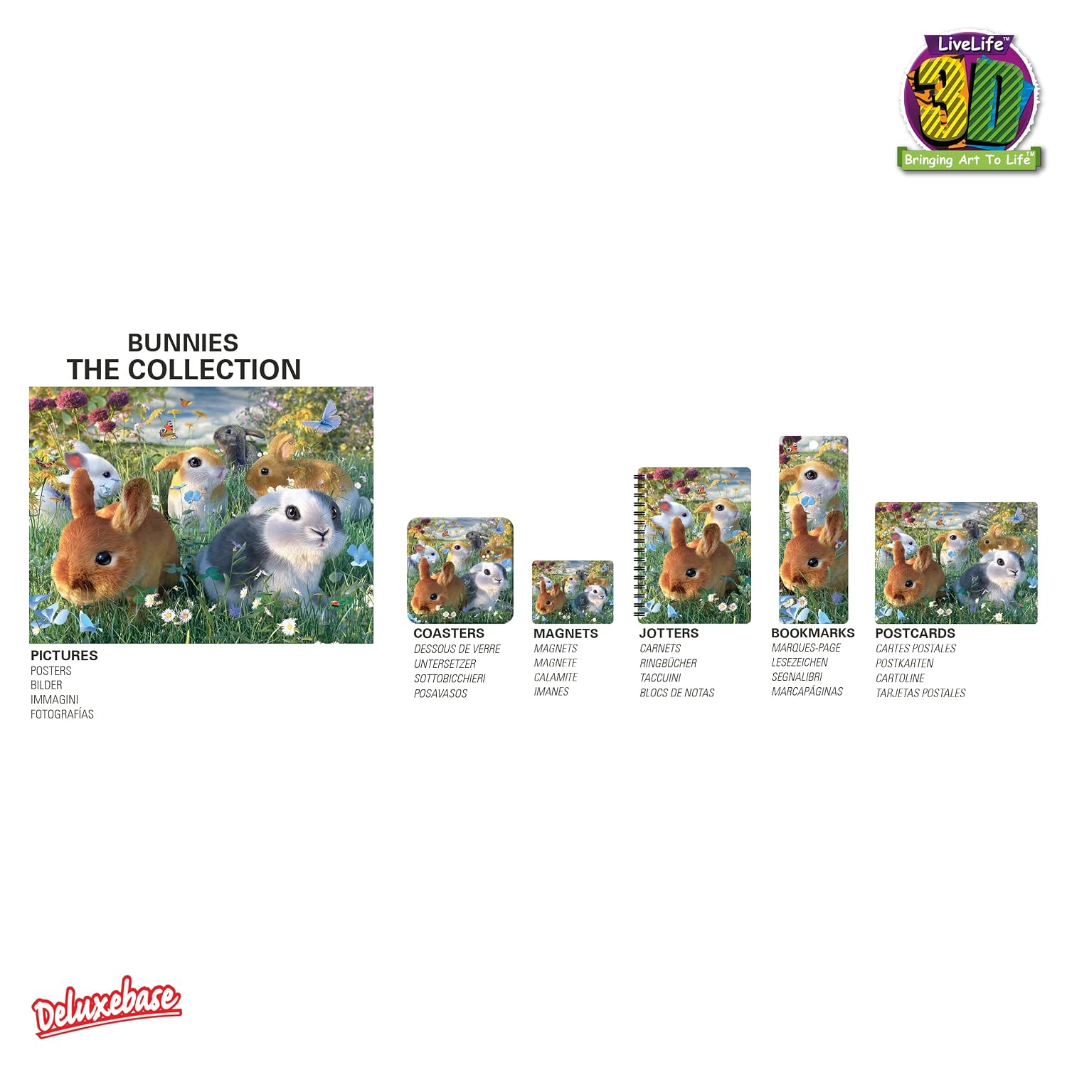 3D LiveLife Jotter - Bunnies from Deluxebase. Spiral Bound A6 5.5x4in Small Notebook with 80 Plain Recycled Pages. Pocket Sized Animal Notepad, Journal or Drawing Book with Rabbit Cover image 3