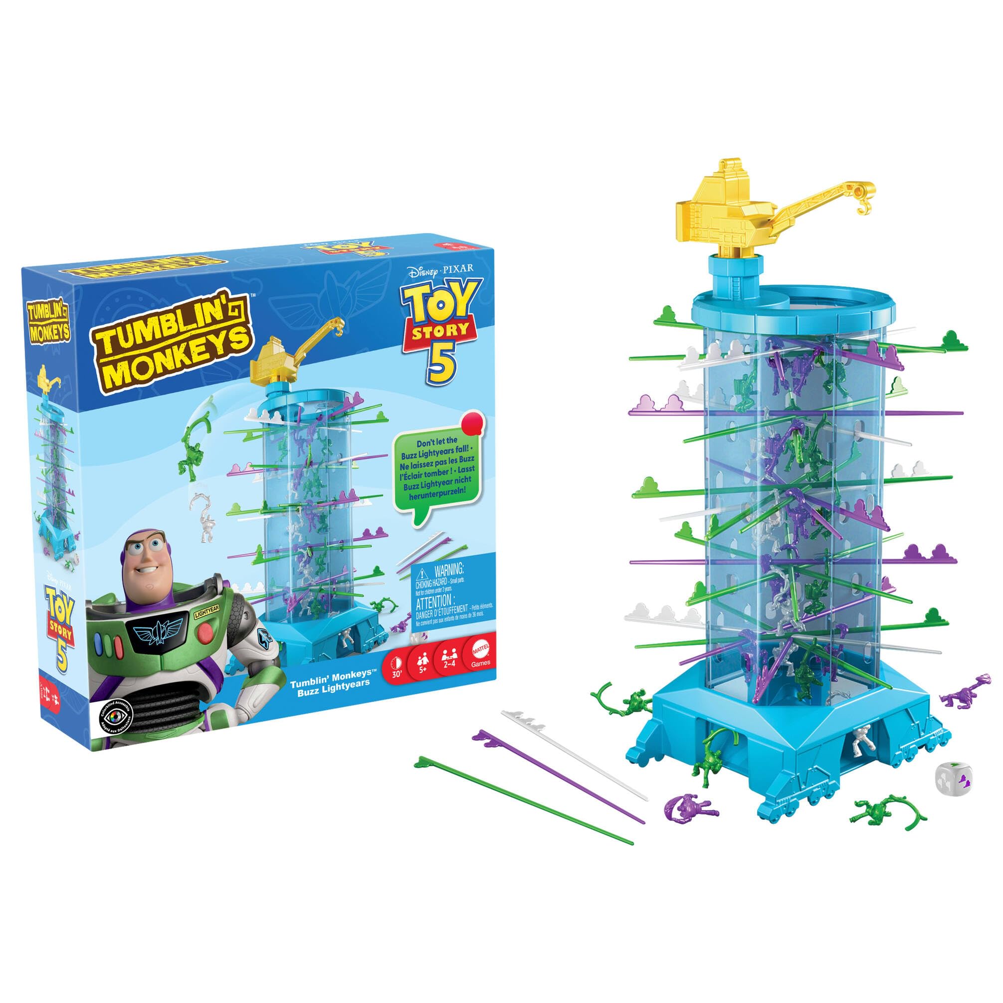 Mattel Games Tumblin’ Monkeys Disney and Pixar’s Toy Story 5 Buzz Lightyears Game for Kids & Family for 2 to 4 Players Ages 5+, JLW88