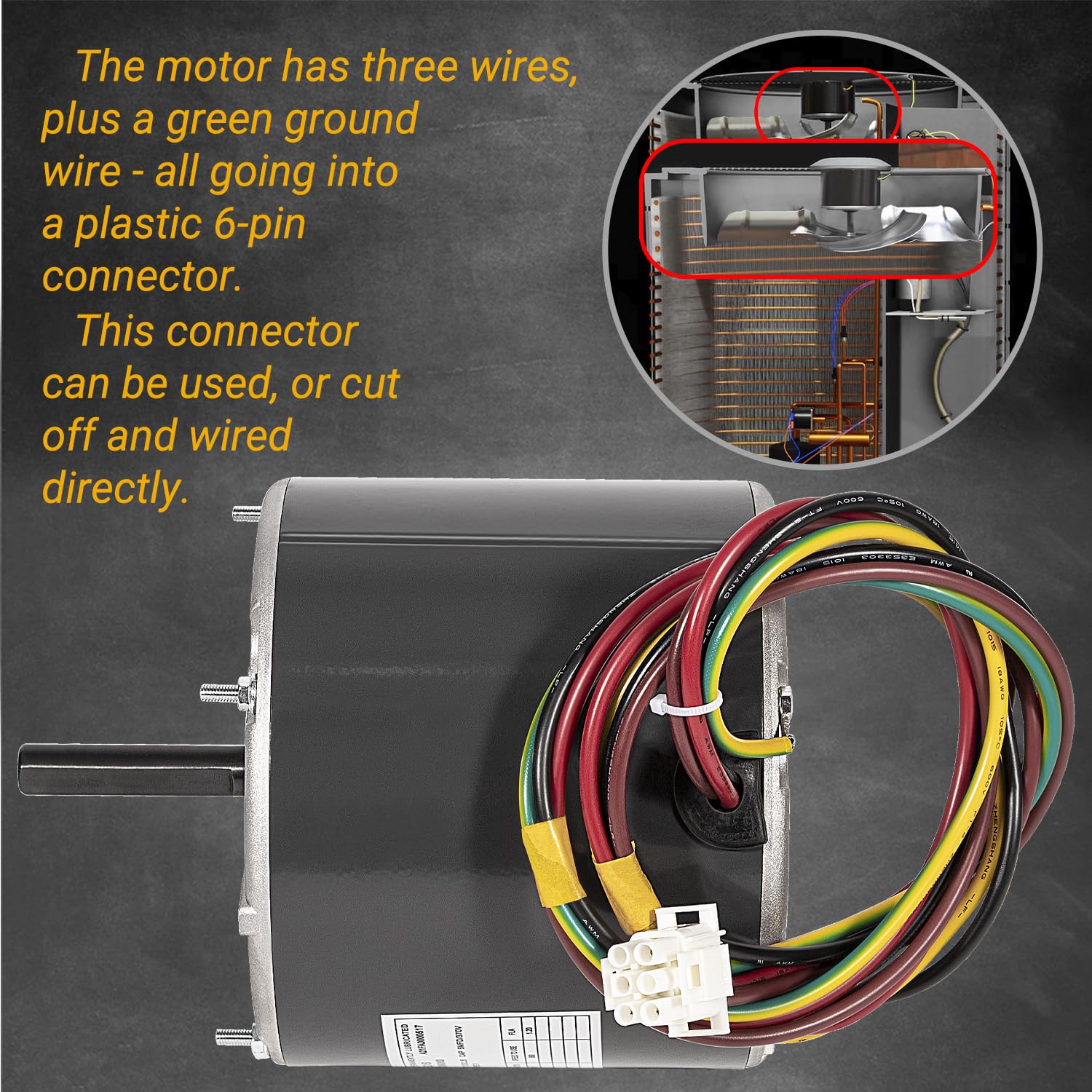F48AA68A50 Upgrade Condensing Fan Motor Compatible with York Coleman Luxaire Genteq/A.O. Smith OEM Condenser Fan Motor, 1/4 Hp 230 Volt 850 RPM, Replace Part No. F48AA68A50