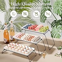 Vista 2 de Juego de bandejas de melamina extra grandes de 3 niveles y soporte para cupcakes para eventos de fiesta, platos de 17 pulgadas con soporte Negro