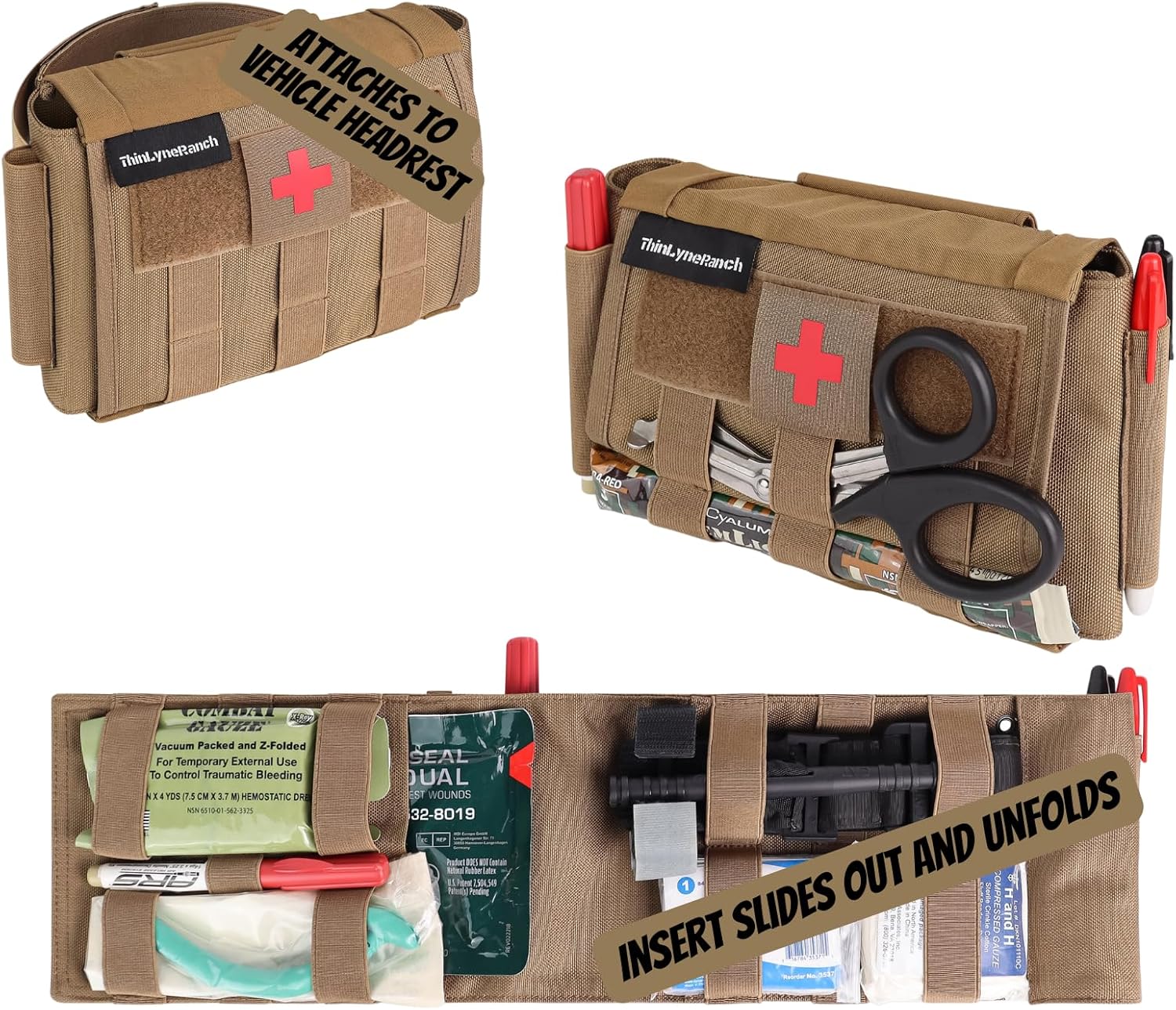 Rip Away IFAK Pouch – Tactical Vehicle Headrest Trauma Kit for First Responders – Molle Pouch with Tourniquet Holder – Essential First Aid for Outdoors – Durable Rip Away Design (Tan) Rip Away IFAK Pouch – Tactical Vehicle Headrest Trauma Kit for First Responders – Molle Pouch with Tourniquet Holder – Essential First Aid for Outdoors – Durable Rip Away Design (Tan)