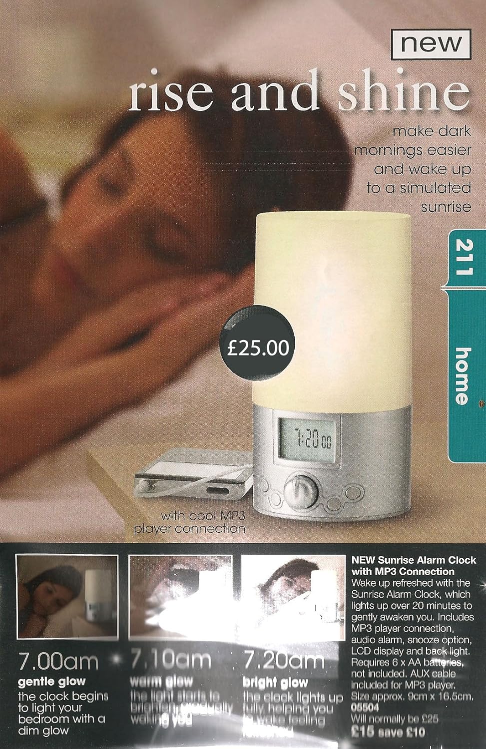 NEW Alarm Clock Dawn Simulator with MP3 Player connection Gentle Wakup