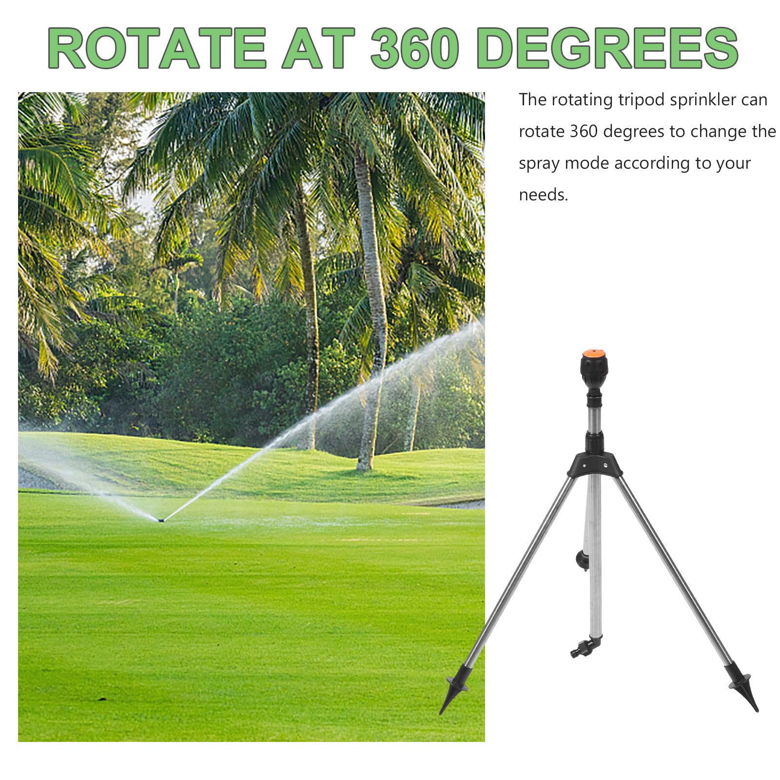 UPKOCH Arroseur Automatique Rotatif sur Trépied pour Pelouse et Jardin Arrosage à 360 Degrés Arroseur Rétractable Pratique Irrigation Jardin et Étanche