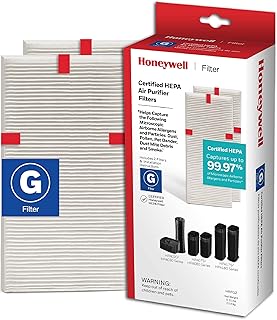 Honeywell HEPA Air Purifier Filter G, 2-Pack – for HPA030/HPA080 & HPA180 Series – Airborne Allergen Air Filter Targets Wildfire/Smoke, Pollen, Pet Dander, and Dust