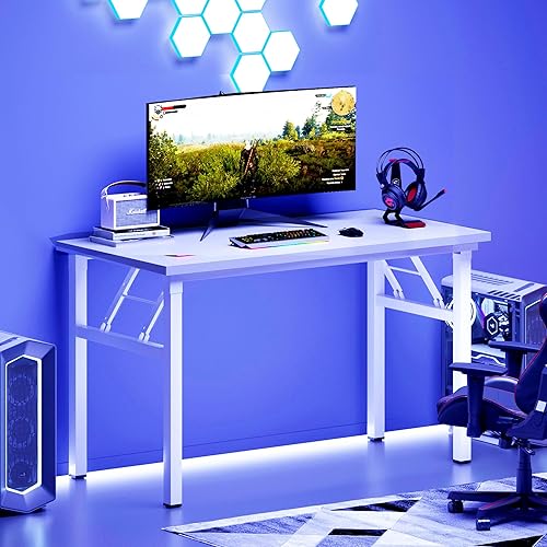 Miniatura 195 de DlandHome Escritorio plegable pequeño de 31.5 pulgadas, escritorio de computadora para oficina en casa, mesa plegable para espacios pequeños, no