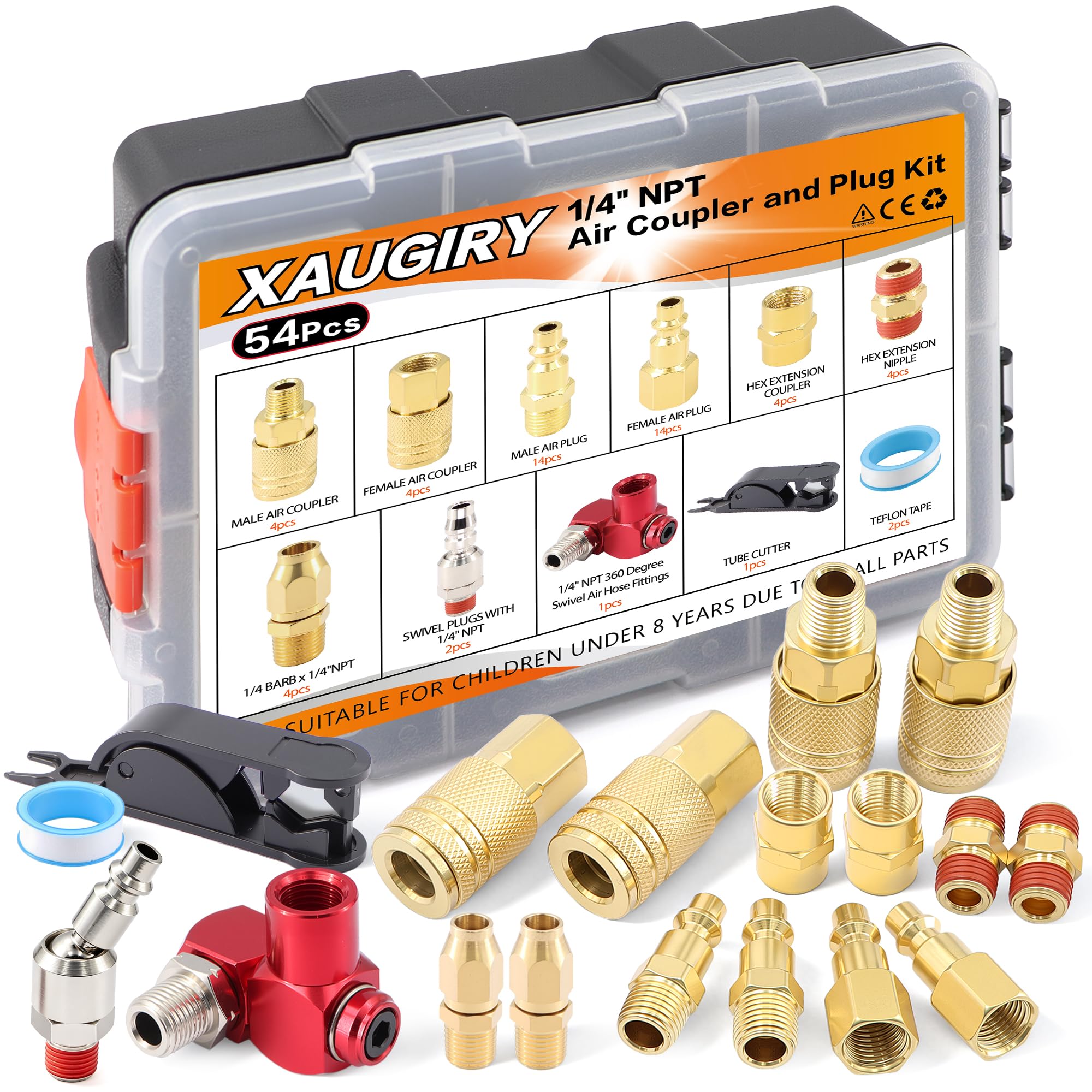 54 pezzi 1/4 "NPT Air Coupler & Plug Kit,Maschio Femmina Quick Connect Air