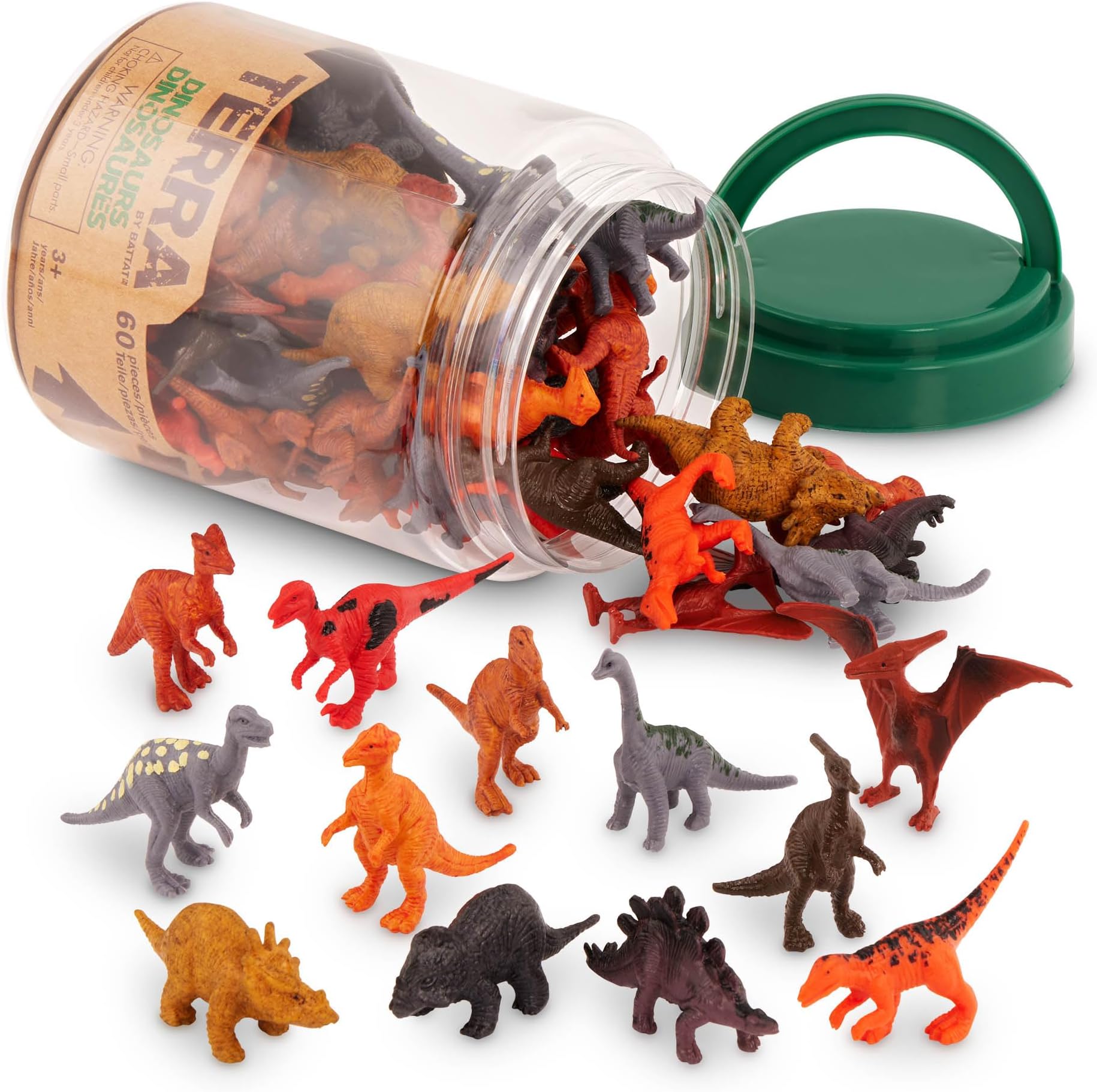 B. toys Terra by Battat Dinosaur Toys Dinosaur World Dinosaur Figures Set of 60 Collectible Figures Ages 3 and Up Authentic