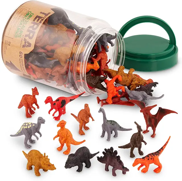 Figurine Cucciolotti: 60 Mini Dinosauri Assortiti - Terra by Battat per Bambini 3+