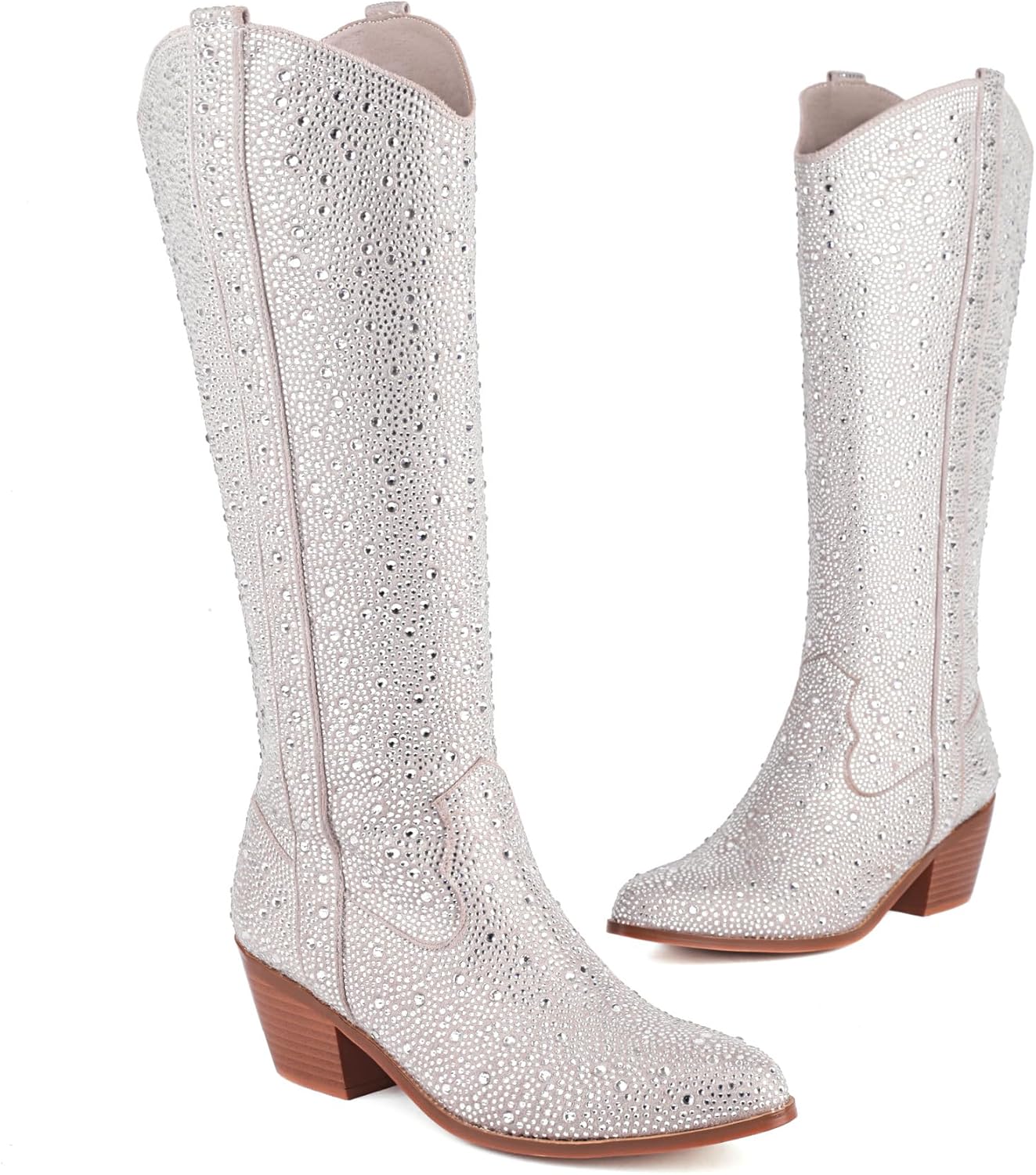 Women's Rhinestone Boots Wide Calf Cowgirl Western Mid Pointed... - Picture 26 of 30