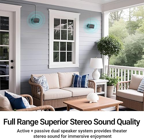 Miniatura 2 de Inwa Altavoces Bluetooth para exteriores, altavoz activo pasivo de montaje en pared, sistema de sonido estéreo inalámbrico impermeable para