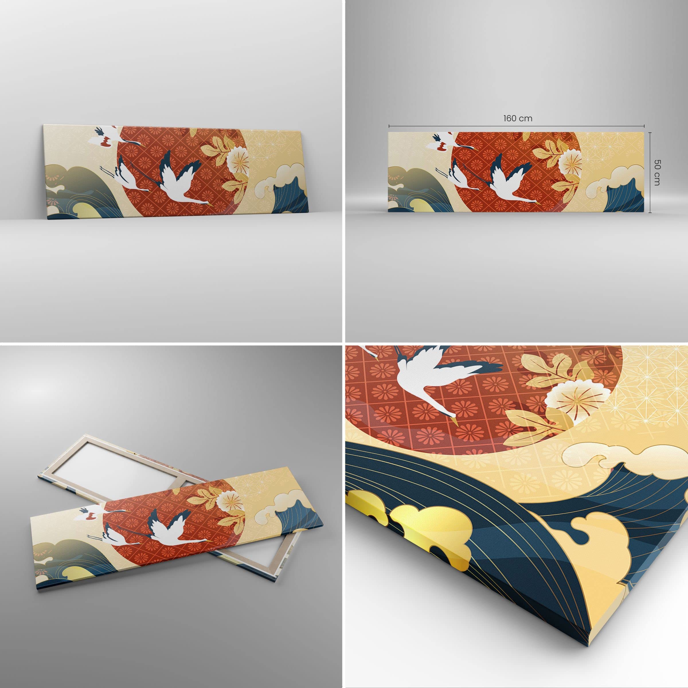 Stampe da Parete Moderne 160x50 cm Quadro su Tela Natura Paesaggi - 4821 | Aironi Sole Mare Quadro Decorativo Grande XXL 1 pezzo Soggiorno Camera da Letto Arte da Parete Decorazione da Parete ARTTOR