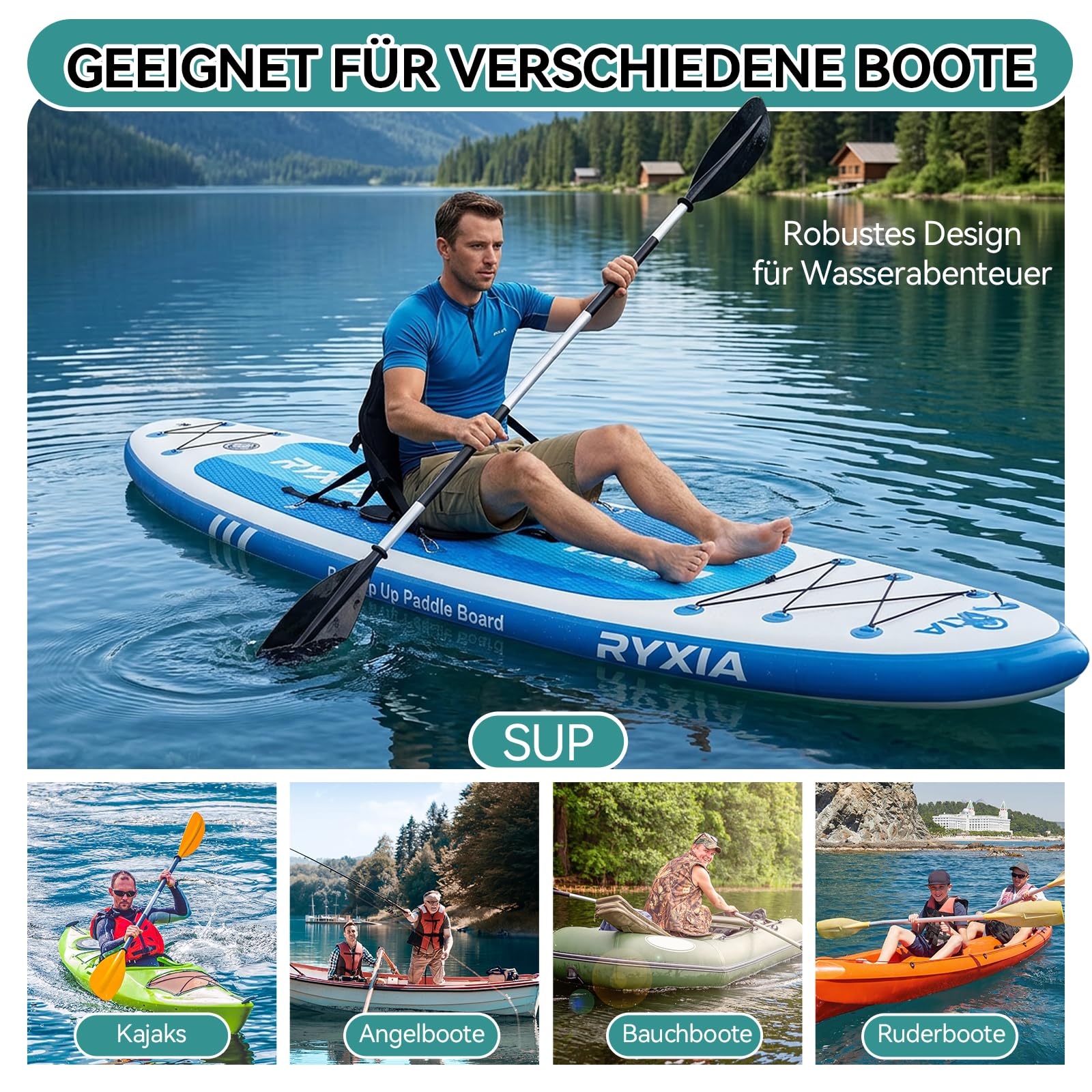 Kajak Sitz, Universal Abnehmbar Einstellbar Kajaksitz SUP Board Zubehör Stand Up Paddle Board Surfboard Gepolsterte Rückenlehne 51x45cm Kompatibel mit Kajak, Ruderbooten