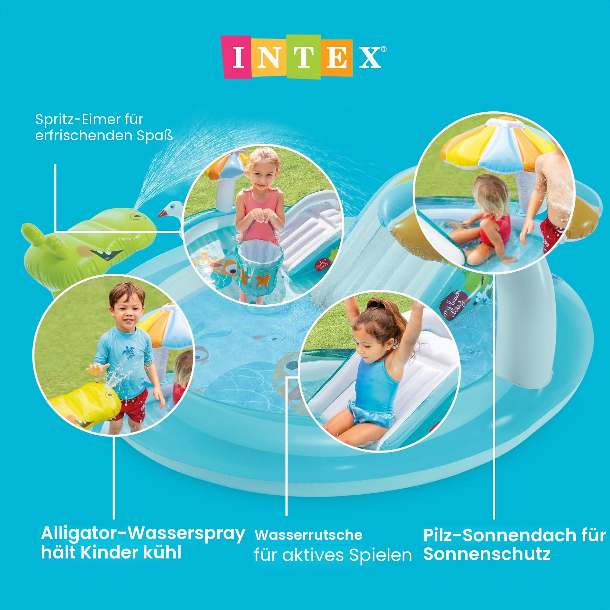 Intex Gator Aufblasbares Spielcenter, für Kinder ab 2 Jahren