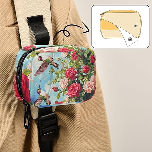 Miniatura 6 de Eyanle Pastillero de viaje semanal pequeño para el 4 de julio, diseño de rosas rojas y colibríes, pastillero de 7 días, organizador de botellas de