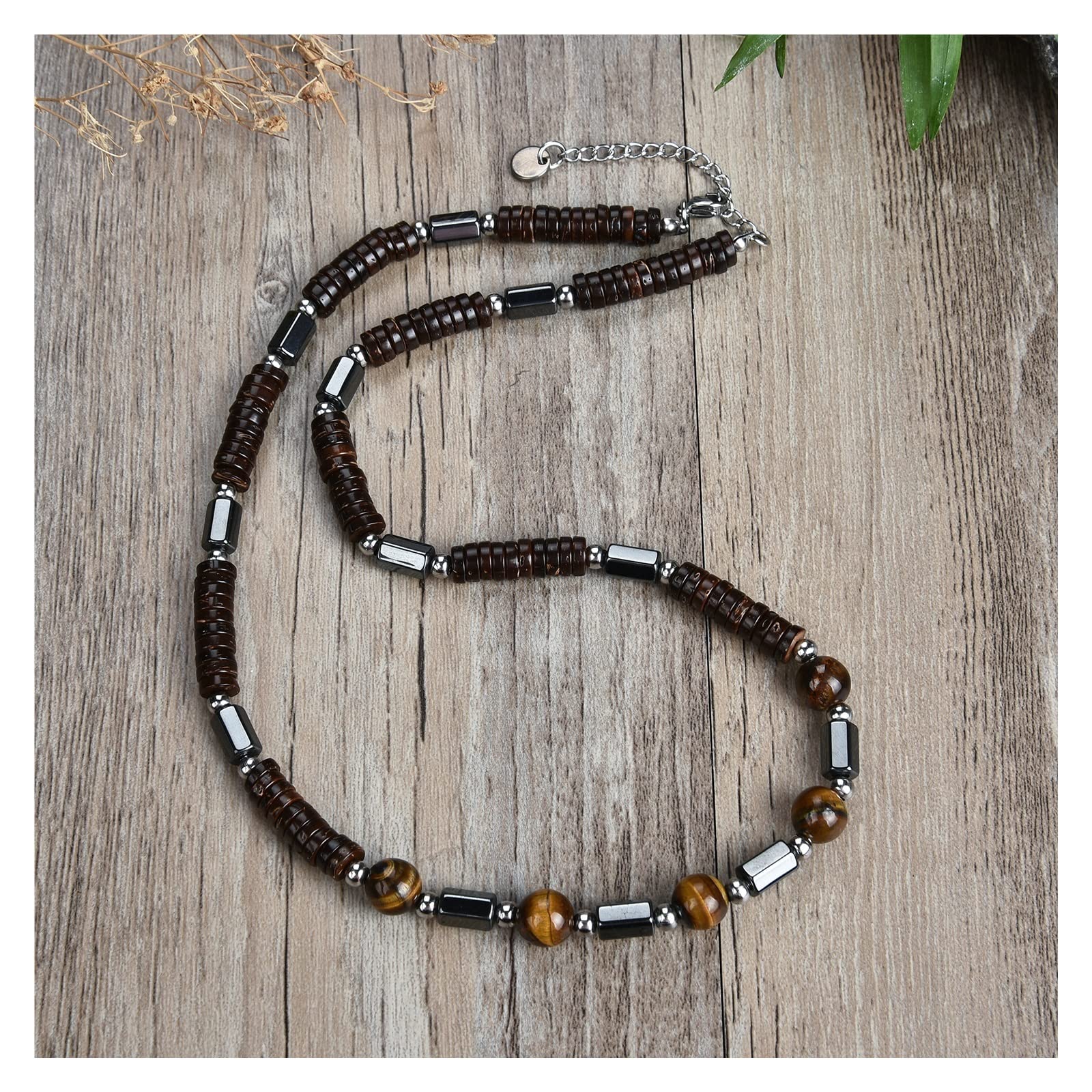 creazione di Gioielli Collana di Perline di Pietra Naturale Uomini e Donne Non mostrano Gioielli in Acciaio. (Color : 60cm, Size : 9)