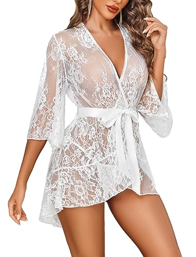 Lingerie for Women Sexy Lace Robes Babydoll Lingerie Dress Ruffled