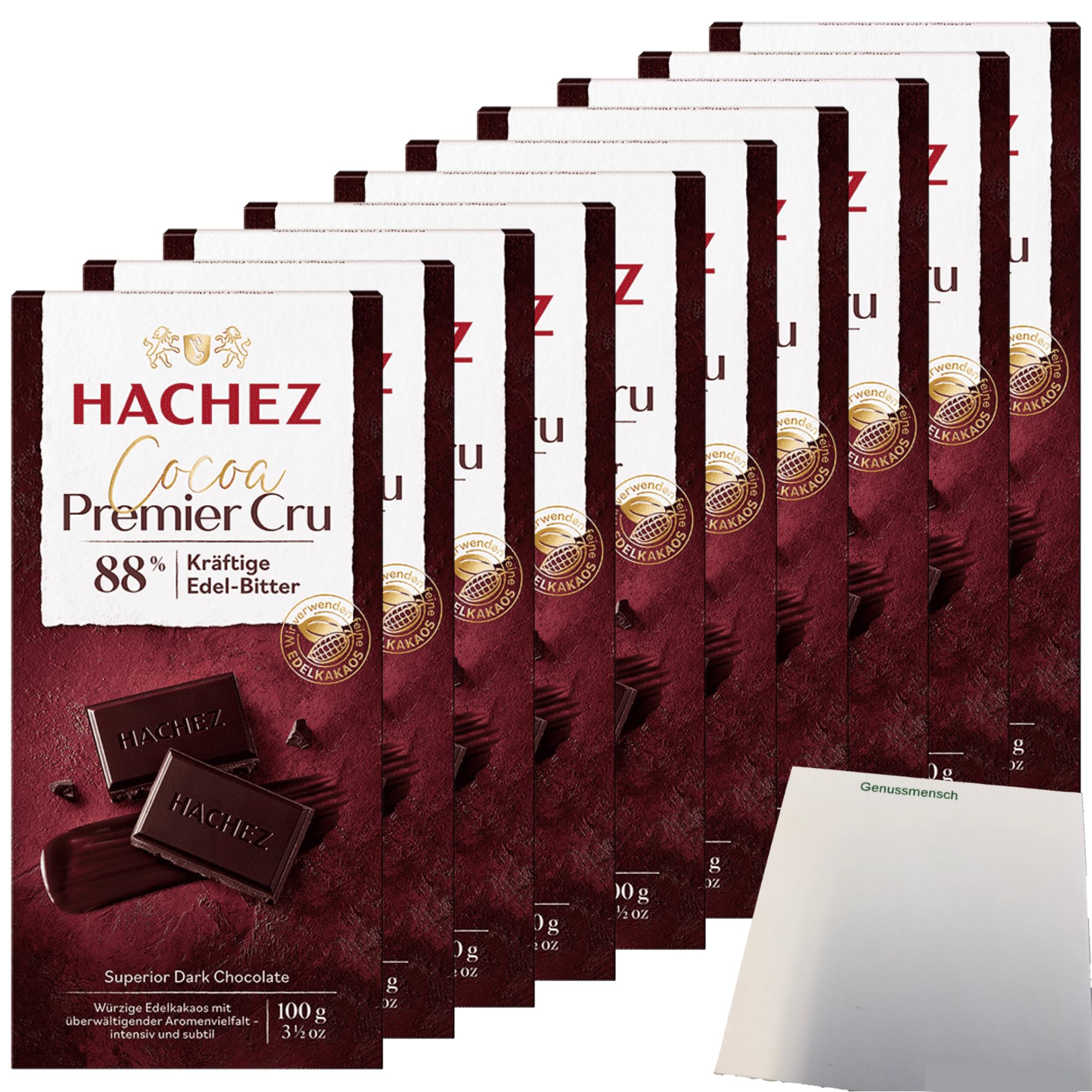 usy Bundle für Hachez Schokolade Cocoa Premier Cru 88% VPE (10x100g Tafel) + usy Block