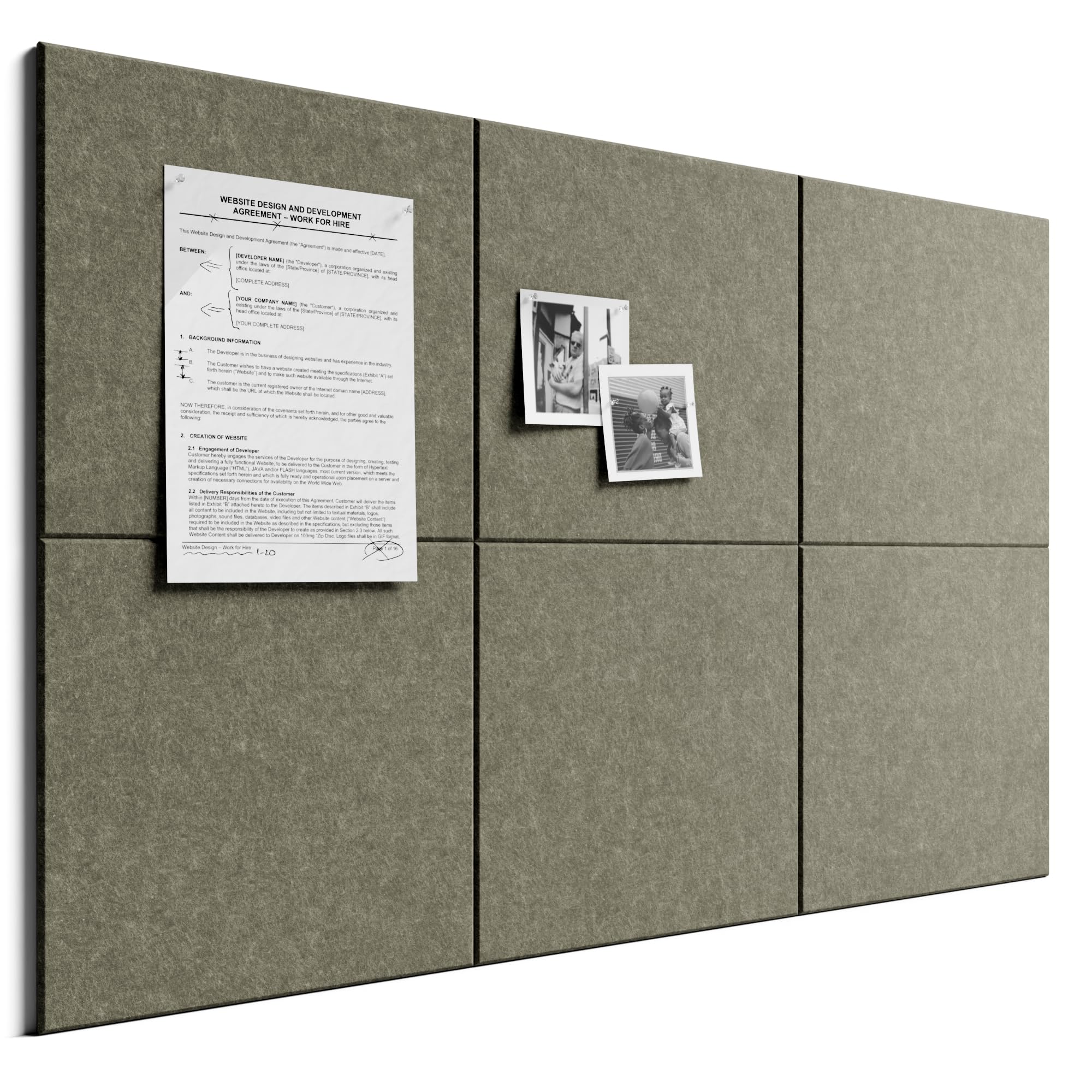 Bumusty Large Cork Board Alternative36 x24 Felt Bulletin Board Tiles, with 30 Pushpins, 40 Adhesive Tabs, 6Pack Slat Wall Paneling, Cork Boards for Office Push Pin Board Felt Board-Heavy Brown