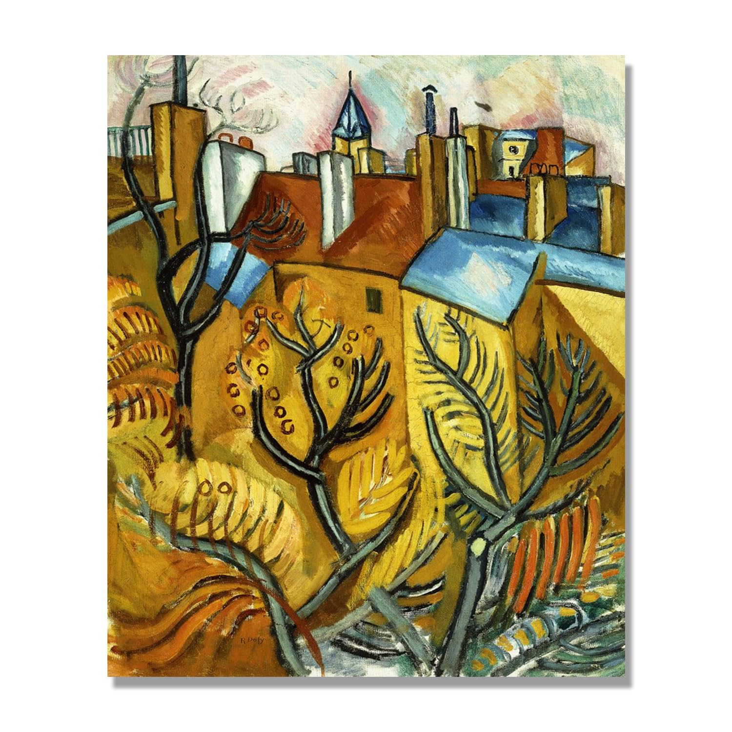 NHLDZYH Impresjonistyczne arkusze, (piękna sceneria 20) autorstwa Raoula Dufy"ego, reprodukcja obrazów, obrazy znanych obrazów, obrazy ścienne do sypialni, 50x60 cm tylko płótno