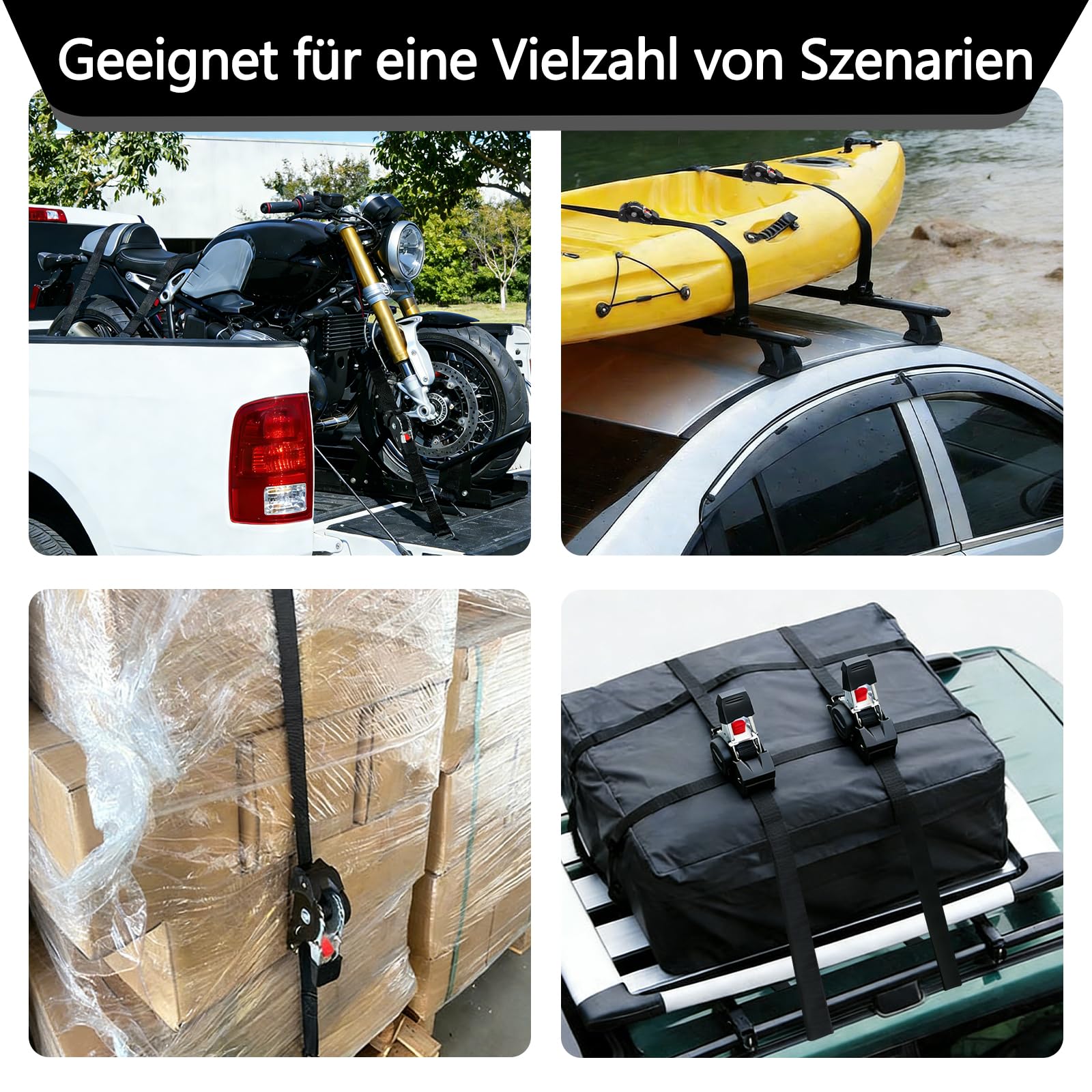 2 Stück Automatik Spanngurte, Selbstaufrollende Ratschengurte 3m x 25mm mit S-Haken, Automatik Spanngurte, Spanngurt Automatik für LKW, Anhänger, Motorrad, Kajak und Camping