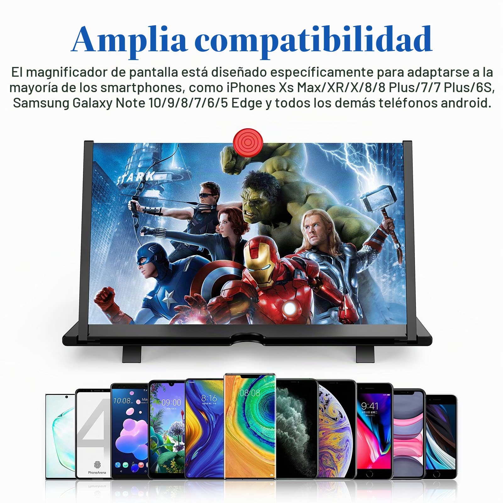 Lupa de teléfono móvil HD de 14 Pulgadas, ampliadora de Pantalla de proyector 3D para películas, Videos y Juegos, Soporte Plegable para teléfono con Amplificador, Compatible con Todos los teléfonos