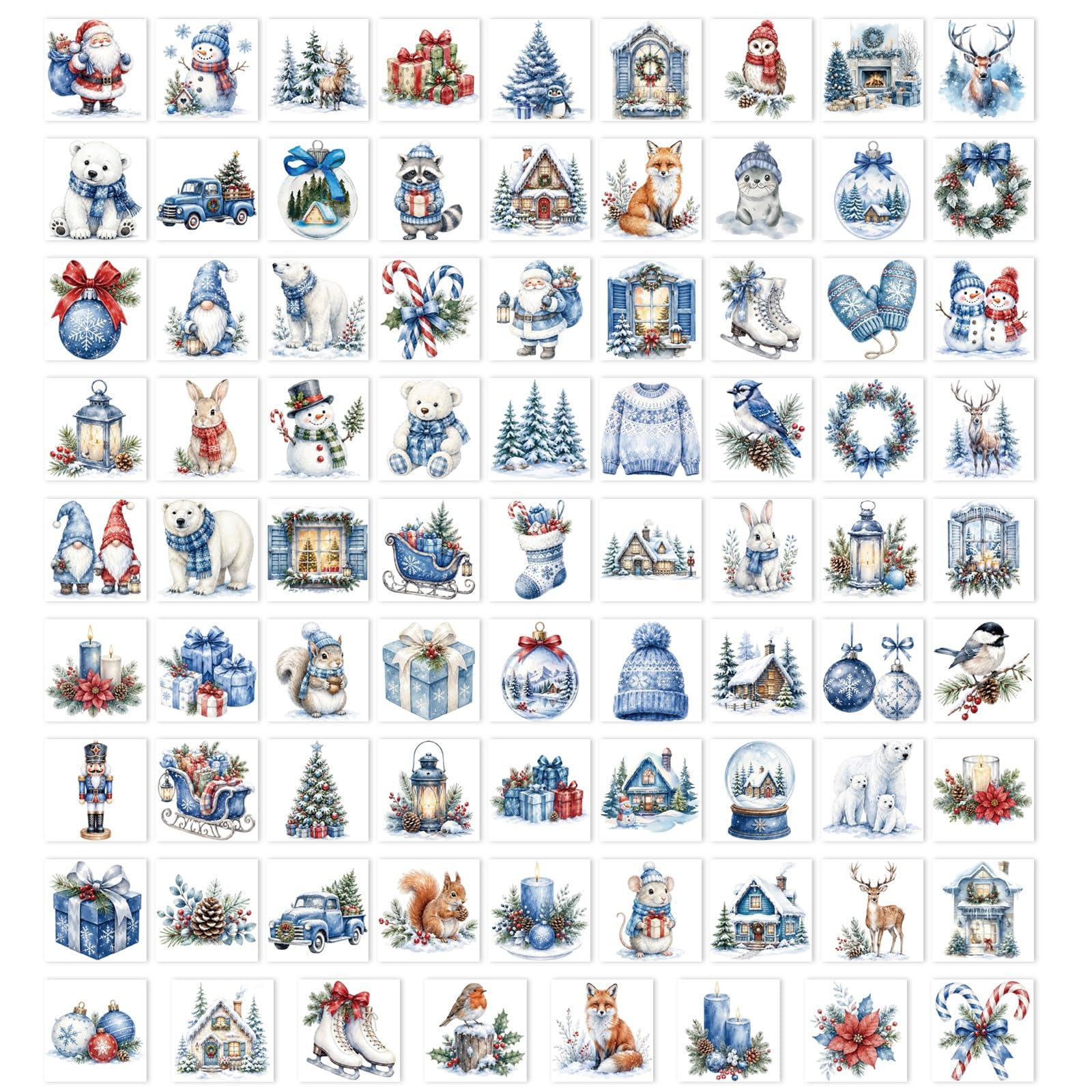 Eiapadeor 80Pcs Winter Christmas Rub on Transfers for Crafts DIY Home Decor