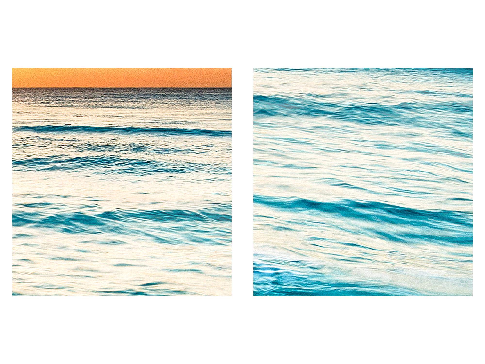 Runa Art Wandbild XXL Sonnenuntergang Strand Schlafzimmer Wohnzimmer 200 x 80 cm Beige Blau 5 Teilig - Made in Germany - 023755a