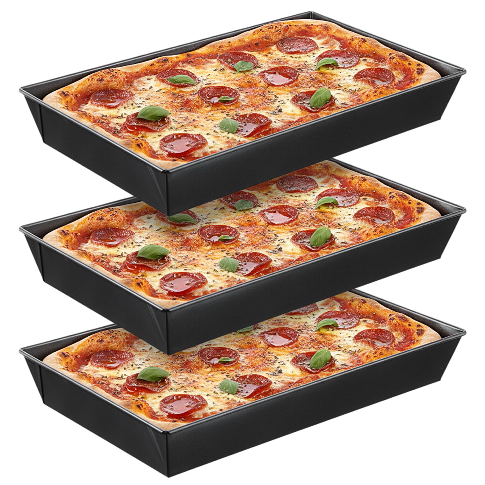 Amazon.com: Kifmurase 3 Pack Detroit Style Pizza Pan 15.7 x 9 Inch