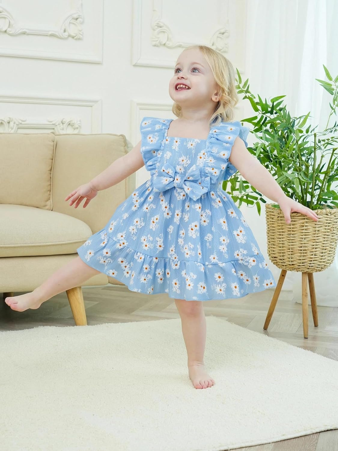 Renotemy Newborn Infant Baby Girl Dresses Summer Outfits Boho Casual Sundress Gifts Toddler Clothes for Girl with Hat and Bag - Image 2