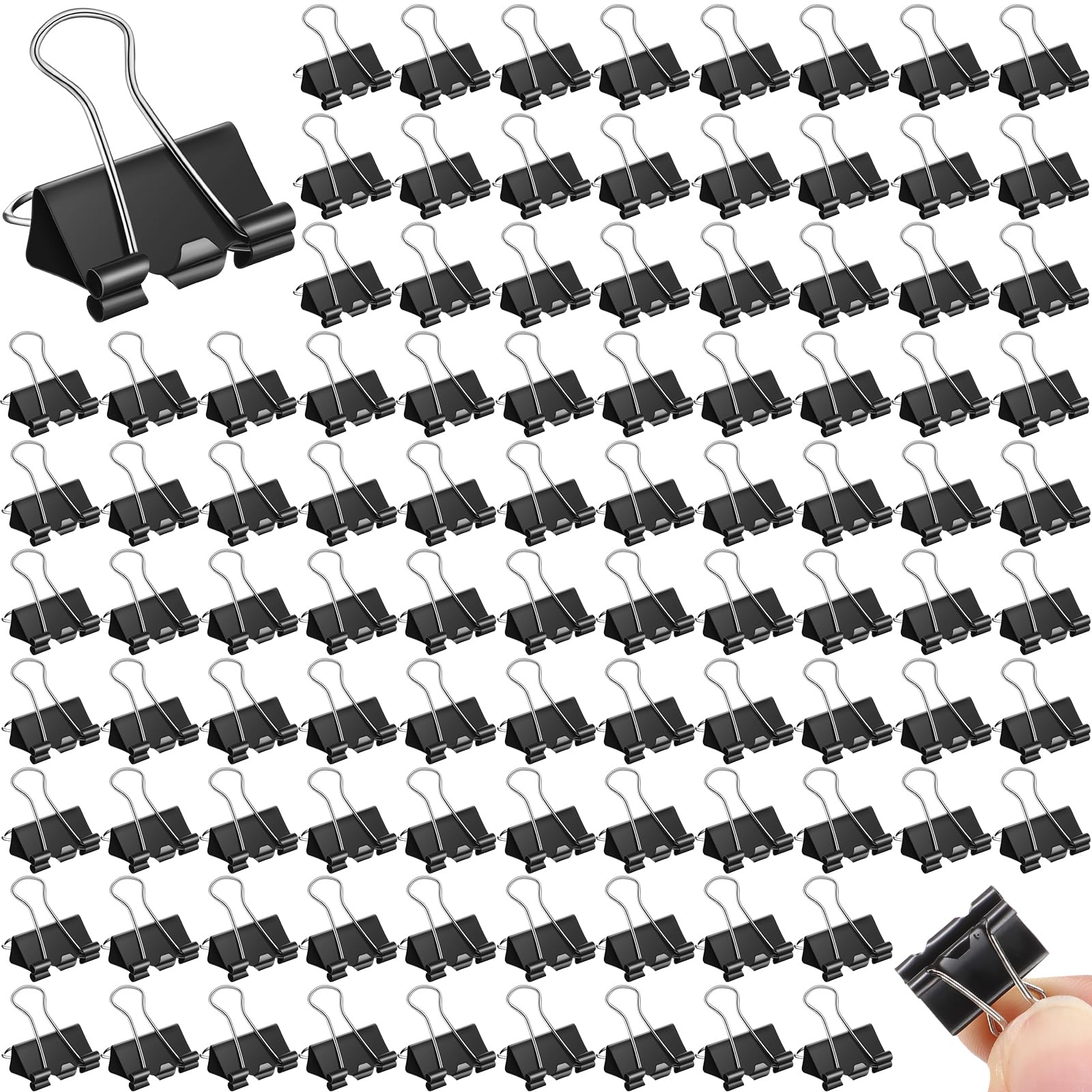 Jetec 200 Pcs Black Binder Clip Paper Clamp Metal Paper Clip, 0.6 Inch