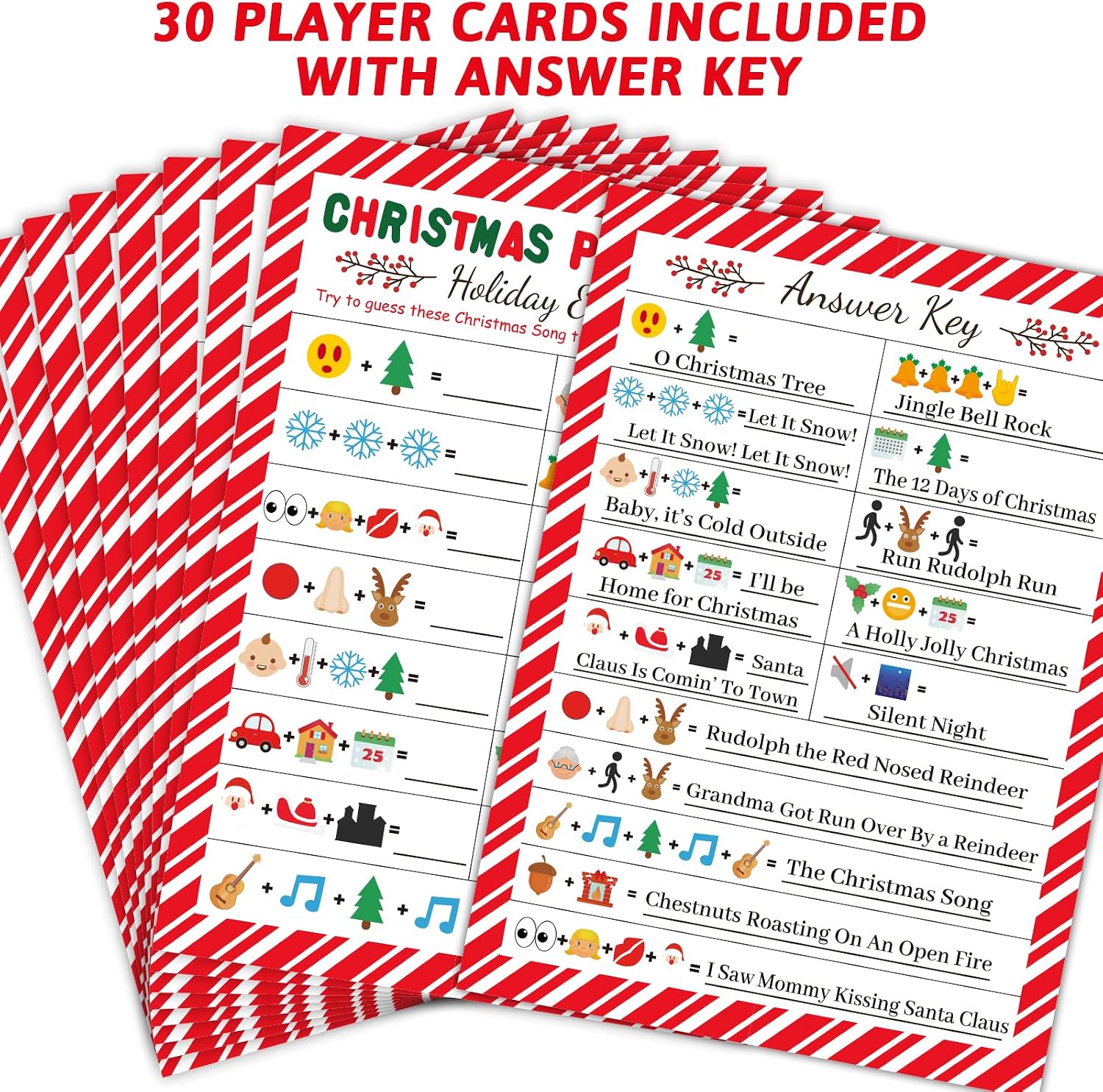 chiazllta Christmas Party Games, Song Guessing Sing Me a Picture Xmas Themed Party Holiday Activity for Adults Groups Coworkers, 30 Players