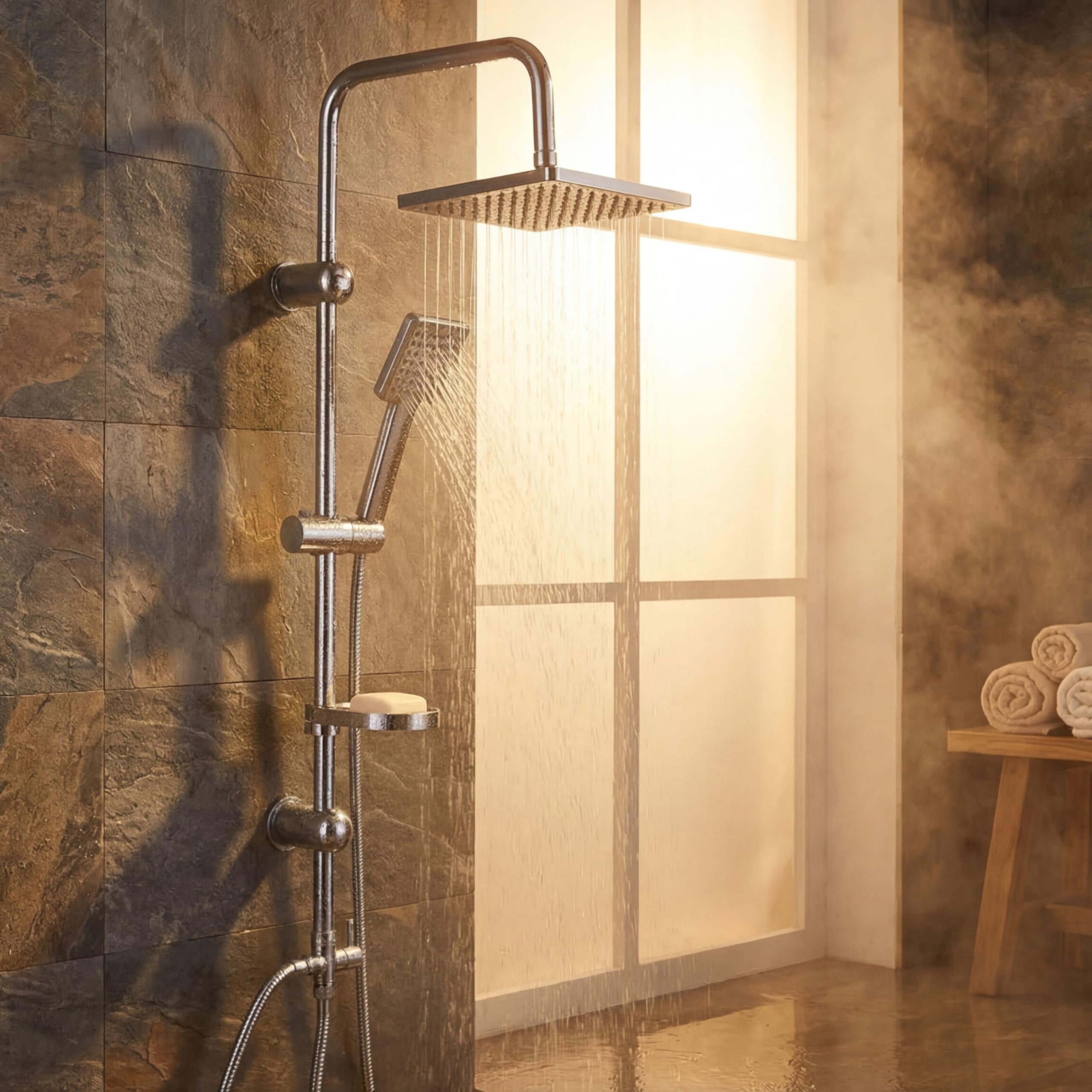 Vonia Rain Shower Head Z Ręczną Słuchawką – Zestaw Akcesoriów Łazienkowych Ze Stali Nierdzewnej 25,4 Cm | Obrót O 360° | System Wodospadowy Zapobiegający Osadzaniu Się Kamienia