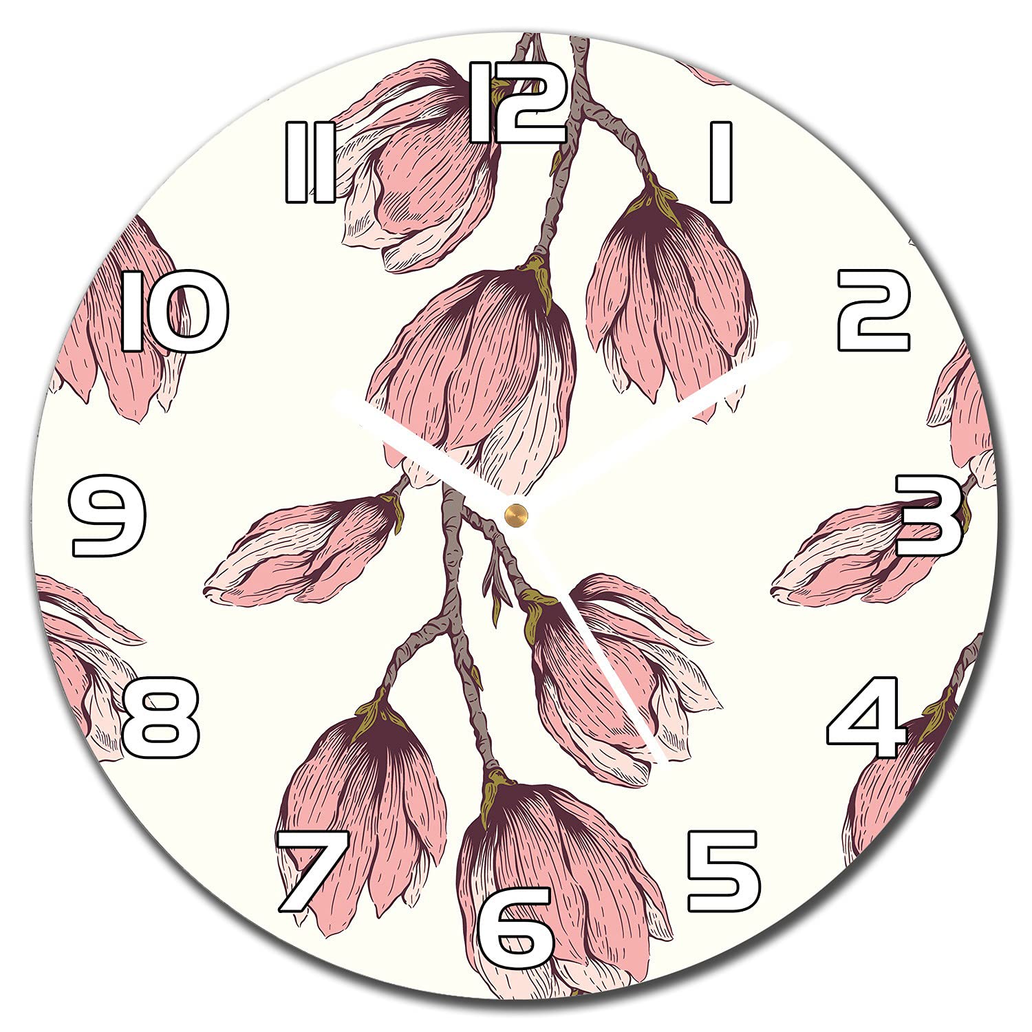 Horloge en verre cuisine au motif floral pour sublimer votre décoration murale