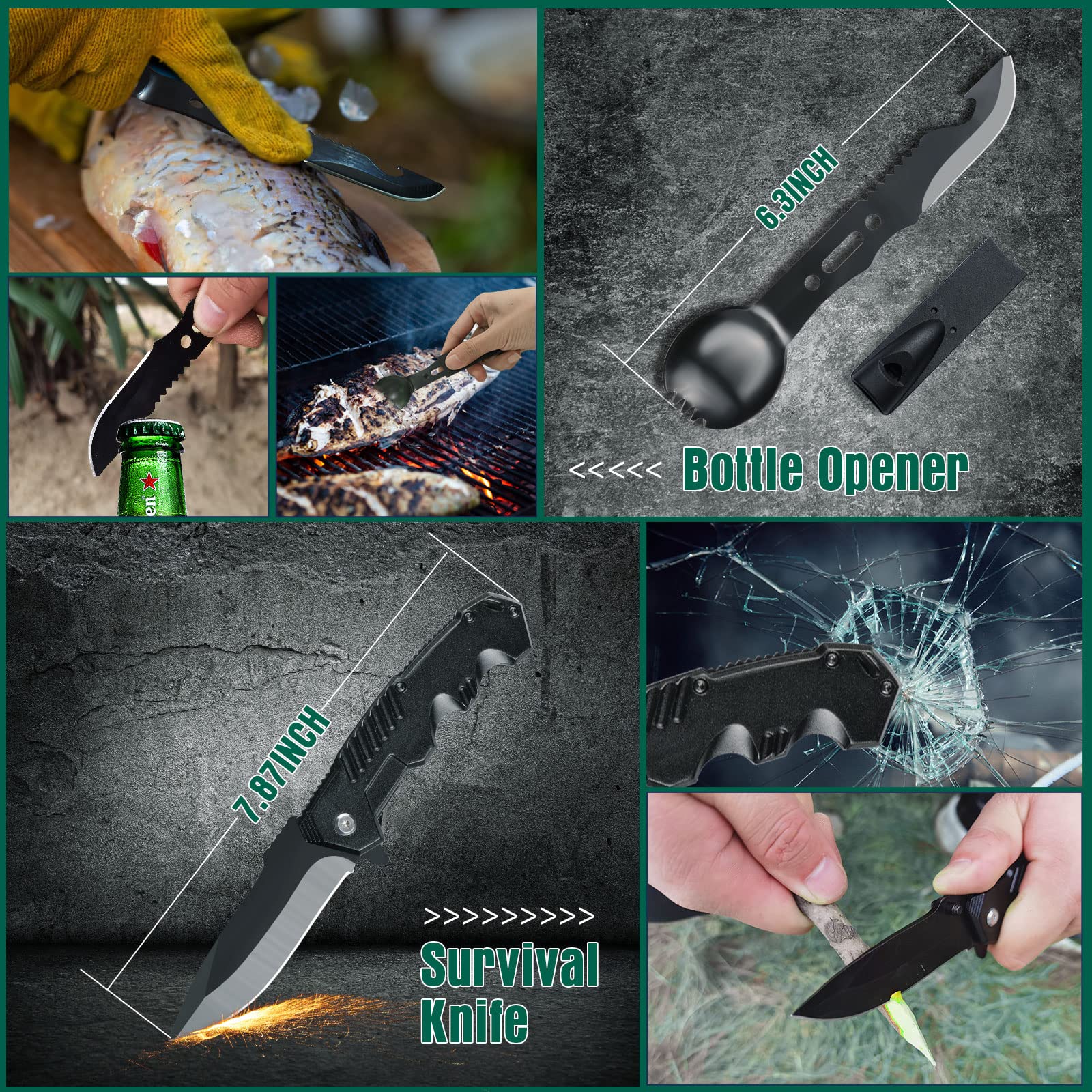 Survival Kit, 54 in 1 Erste Hilfe Set Auto Outdoor Zuhause, Notfall Ausrüstung Stromausfall First Aid Kit Survival Set Überlebensausrüstung Geschenke für Männer Papa