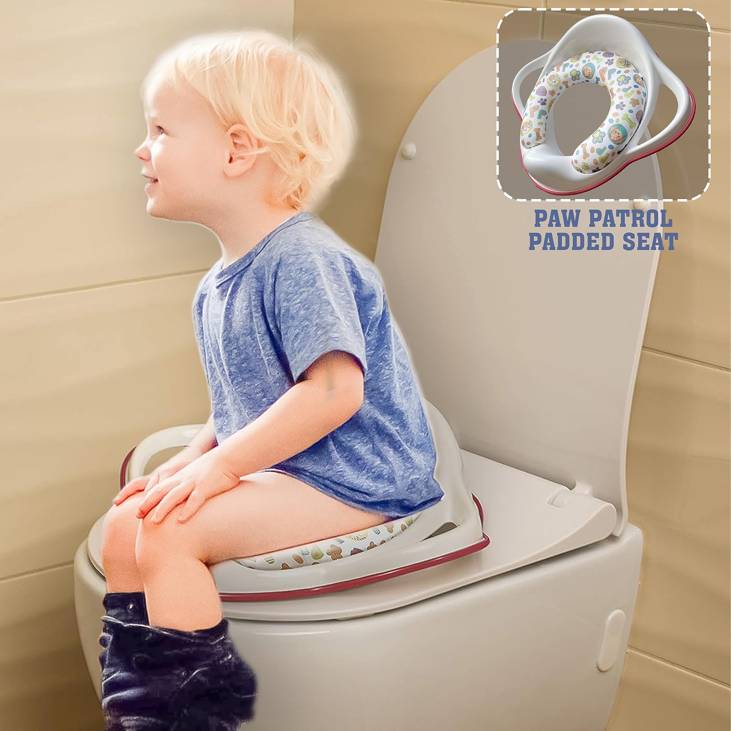 Siège De Toilette Rembourré Paw Patrol - Réducteur Pot Apprentissage - Confortable Et Doux Pour Bébé