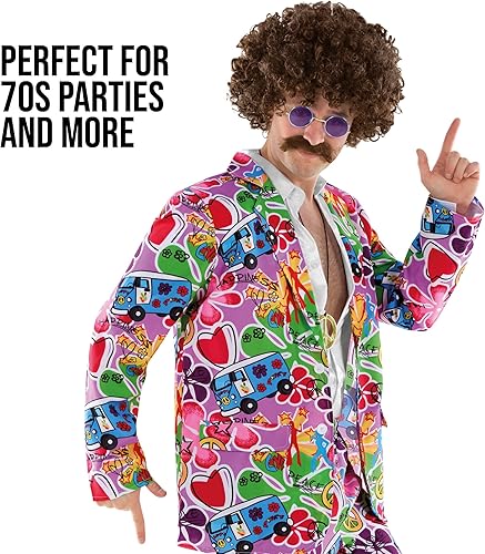 Miniatura 4 de fun shack Groovy - Disfraz hippie para hombre, traje retro de los años 60 para hombres, disfraces geniales para adultos, traje hippie vintage