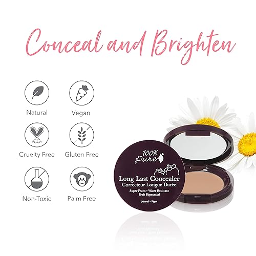 Miniatura 6 de Corrector compacto 100 puro pigmentado de fruta larga durante melocotón blanco corrector de cobertura completa diminuye las ojeras sombra ligera a