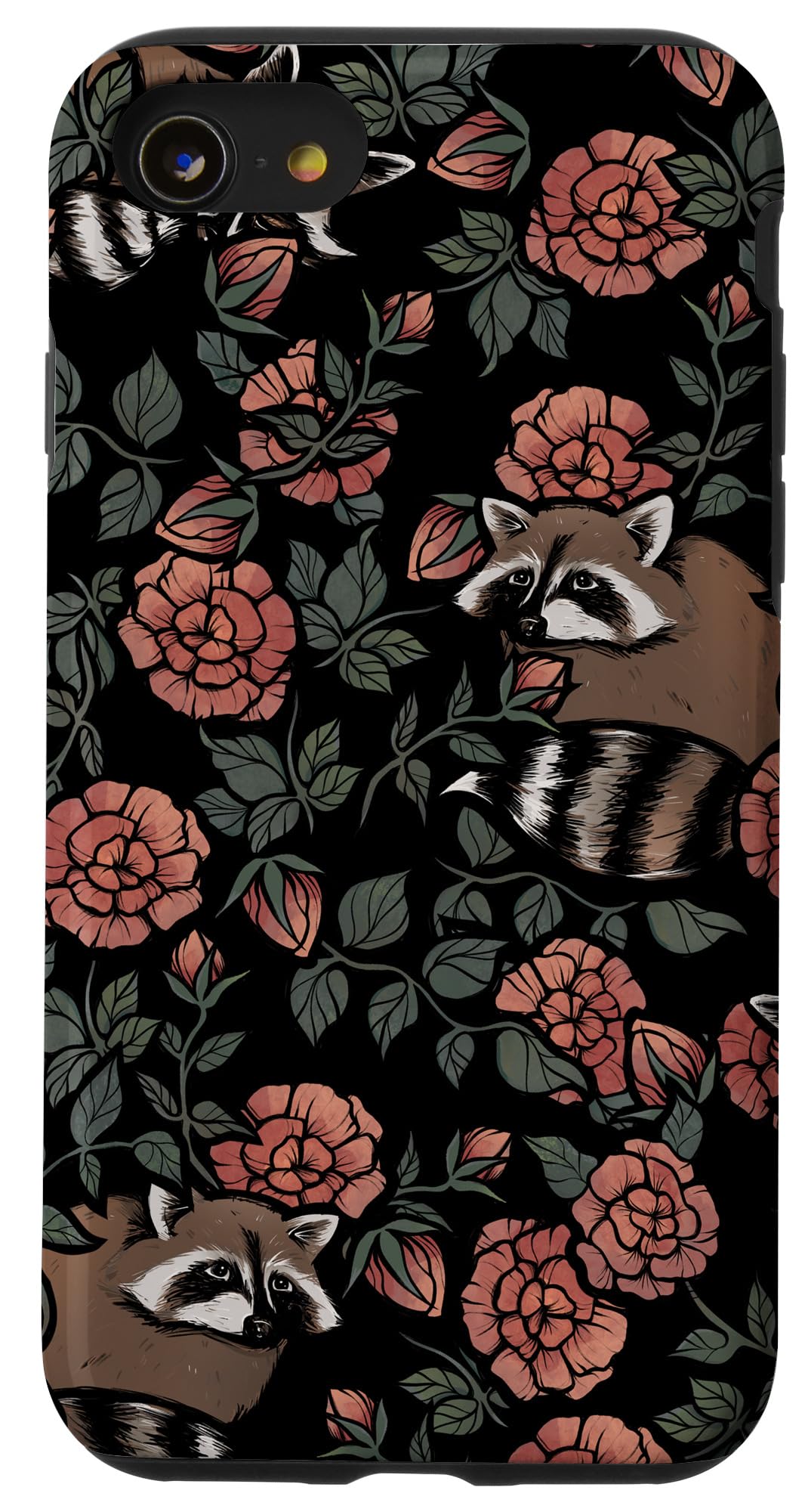 iPhone SE (2020) / 7 / 8 Raccoon Roses Floral Raccoons Case