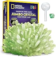 National Geographic Jumbo Glow-in-the-Dark Crystal Growing Kit - Giant STEM Science Toy for Kids, Grow Massive Crystals Fast