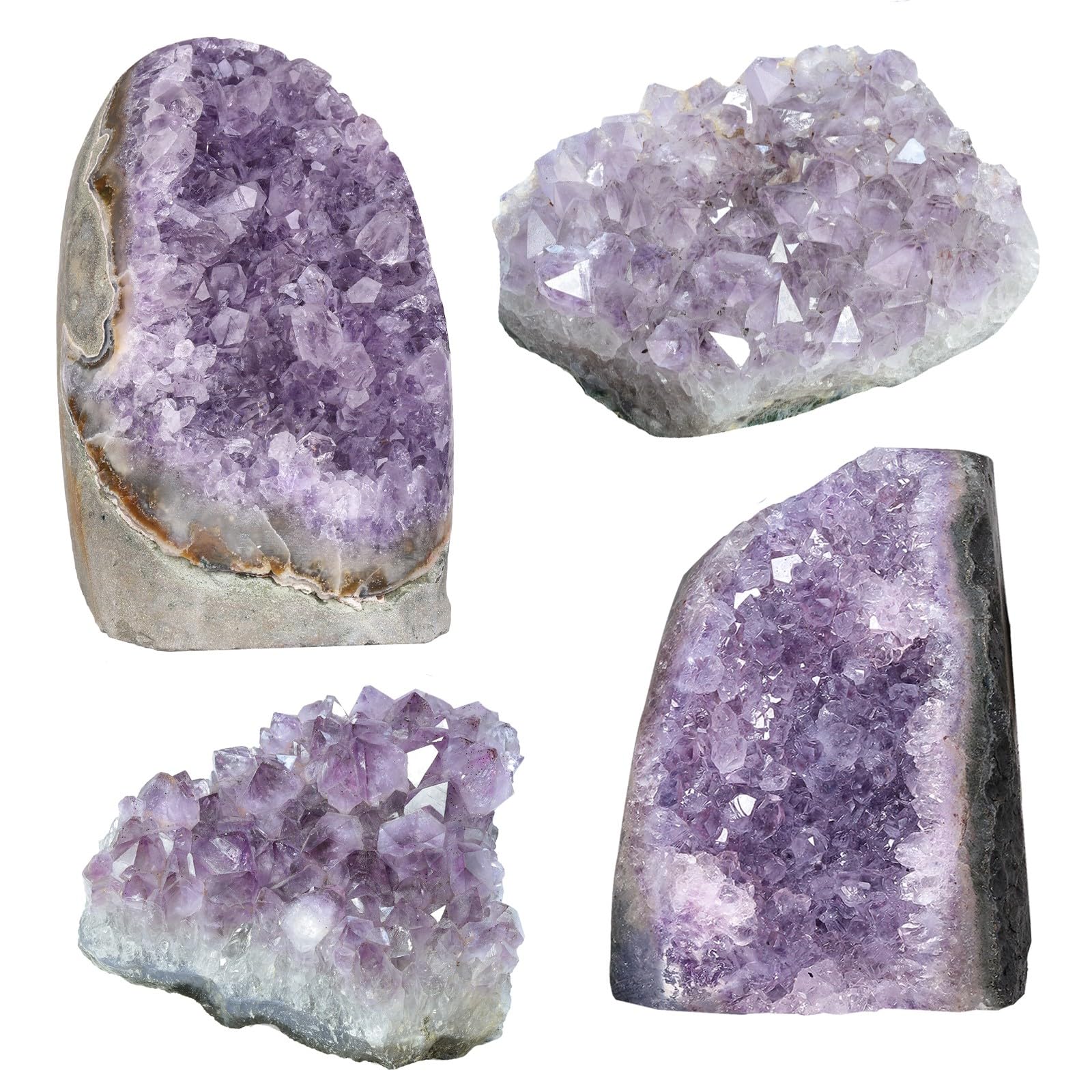 Natürliche Amethyst Kristall Geode Amethyst Stein Mineralsonde | Amethyst Crystal Rock Geodes für Meditation, rauer Stein Geode Quartz Heimdekor für Reichtum und Glück, 0,88-1,1 lb