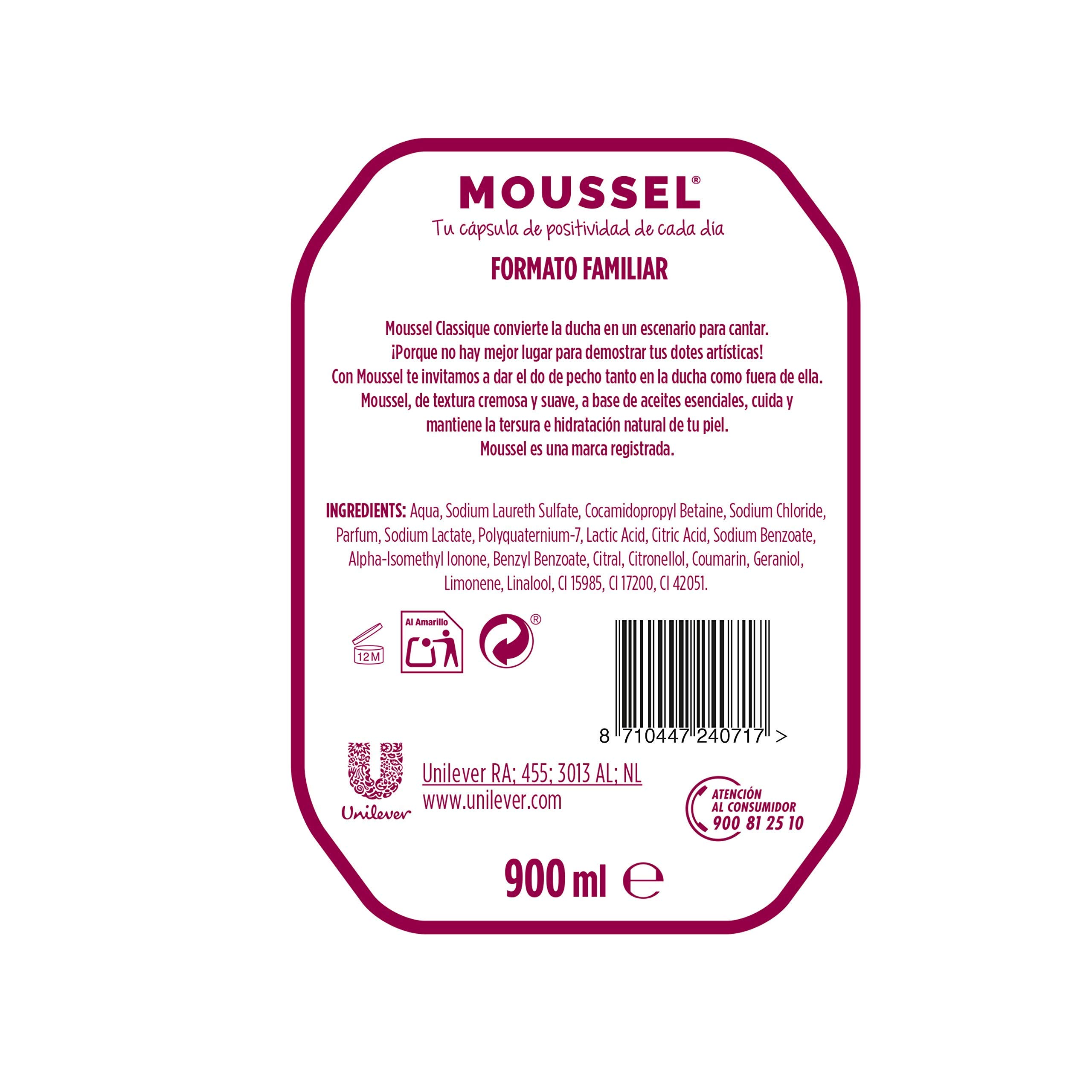 Moussel - Gel doccia classico, confezione da 4 x 900 ml