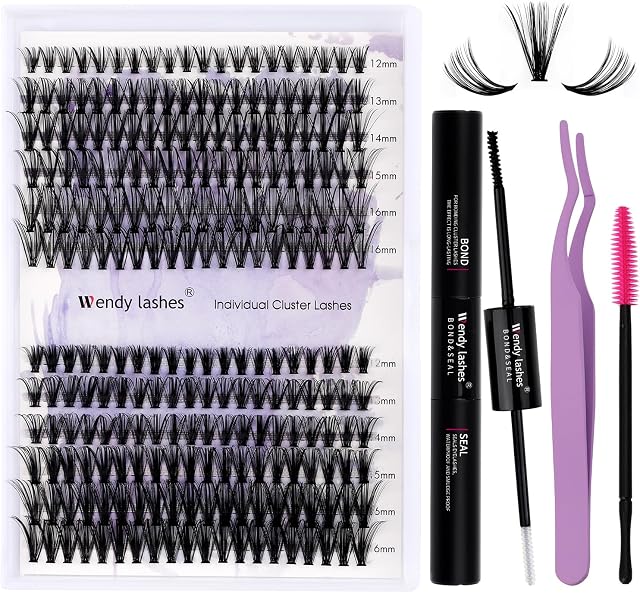 Lash Cluster Kit DIY Lashes Extensions Kit 12-16mm C Curl Eyelashes Extension Bond and Seal Kluster(30D/40D-C Curl)