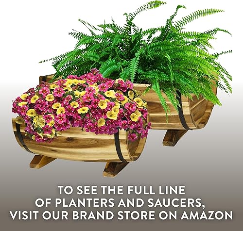 Miniatura 6 de Classic Home & Garden 160015 Maceta de medio barril, acacia