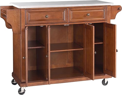 Vista 168 de Crosley Furniture isla de cocina con ruedas, Madera, Blanco