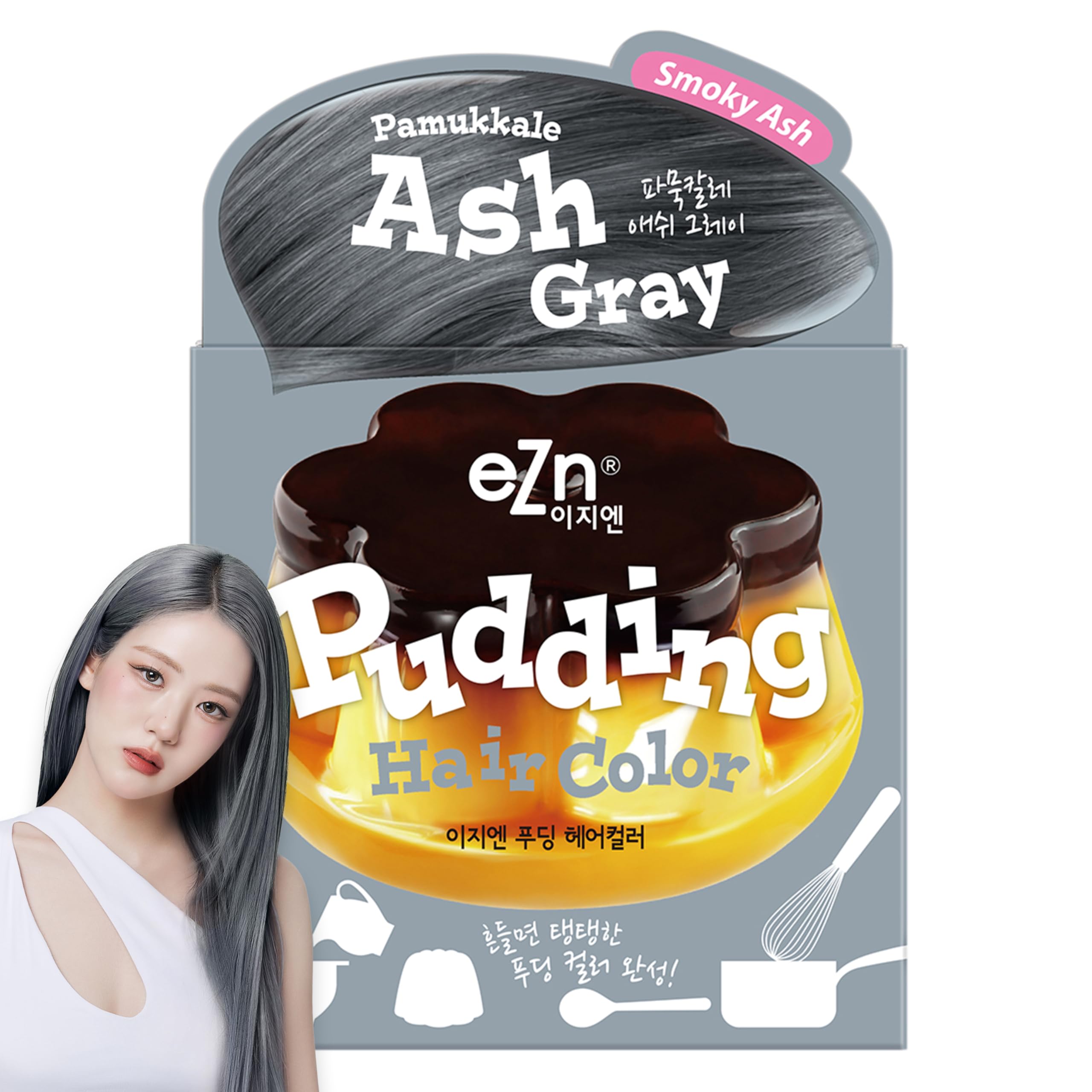 Amazon.com : eZn Pudding Hair Color (Ash Gray) – Korean Dye for