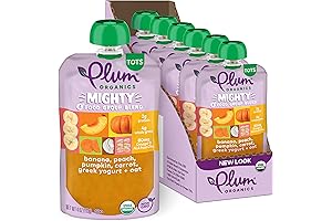 Plum Organics Mighty 4 Organic Toddler Food - Banana, Peach, Pumpkin, Carrot,...