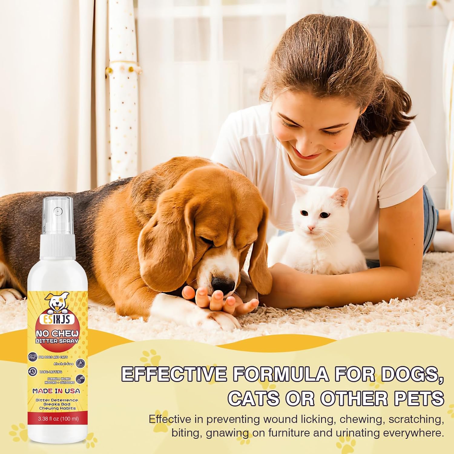 No Chew Spray for Dogs Bitter Apple Spray for Puppies Stop Dogs from Chewing Furniture Spray Anti Licking for Dog Yuck Bitter Spray Deterrent Formula for Puppies and Cats Alcohol Free Gentle on Skin - Image 7