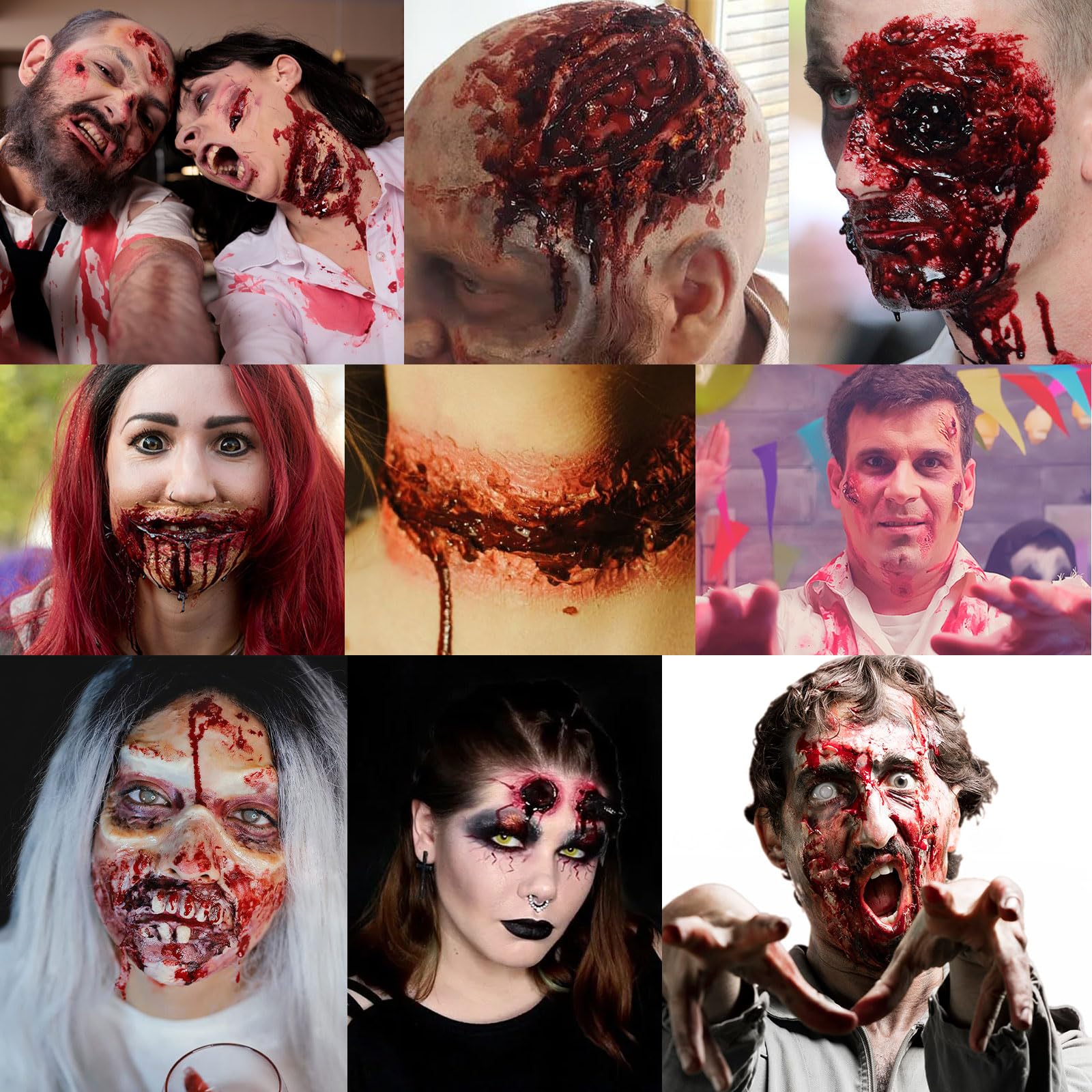 Go Ho Kit De Maquillage SFX Pour Halloween, Cire De Cicatrice, éclaboussures De Sang, Sang Comestible Collant, Gel De Sang Coagulé Et éponges, Q-tips Pour Fausses Cicatrices, Plaies, Brûlures Et