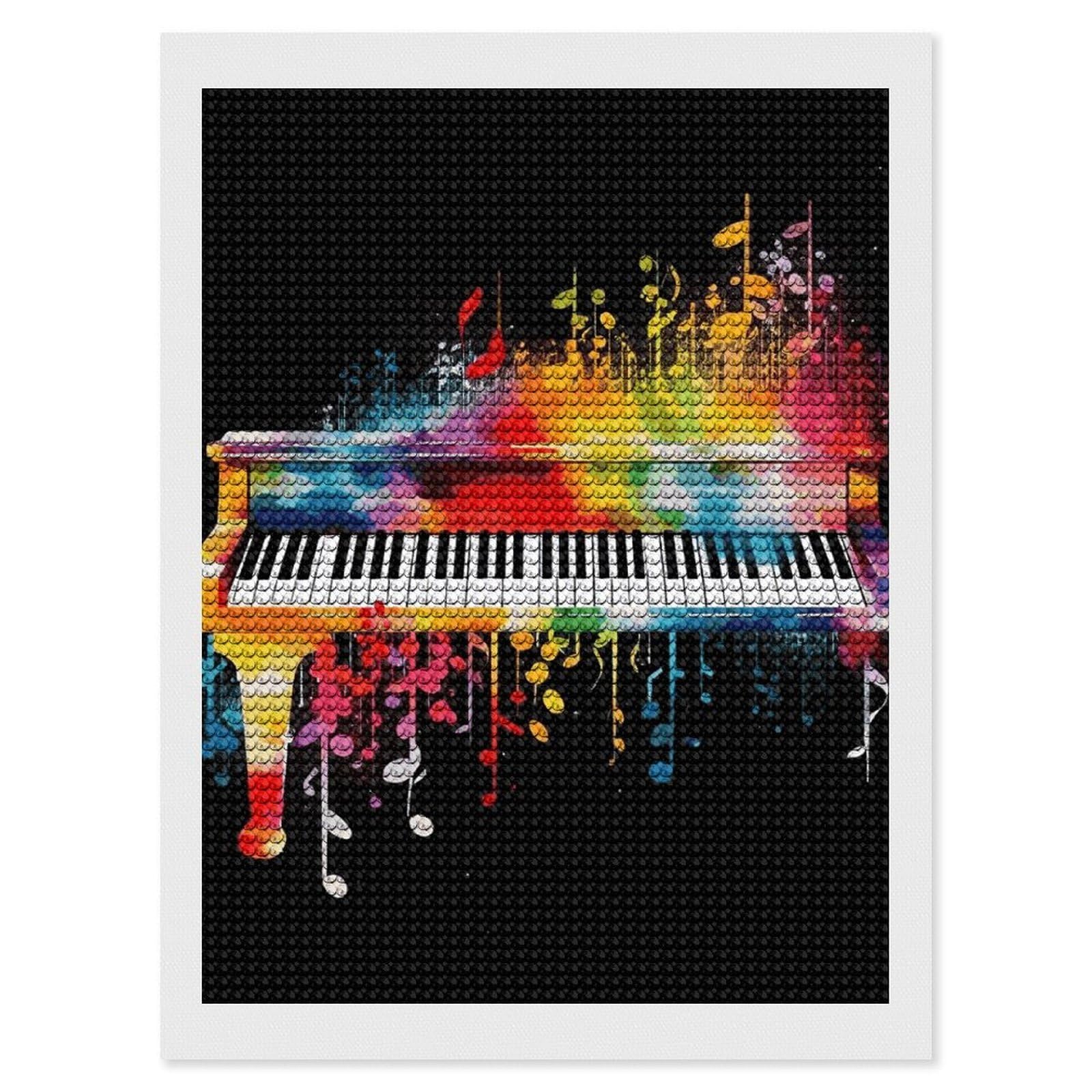 DWVTSLH Colorful Piano Keyboard Music Note Diamond Painting Kits for Adults, Personalized Diamond Photo Art Full Drill, DIY 5D Diamond Art Painting Kits for Beginners, Home Wall Decor 12"x16"